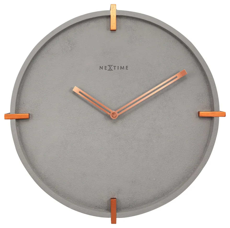 nextime-mohawk-wall-wanduhr-32-cm-beton-grau-kupfer image 1