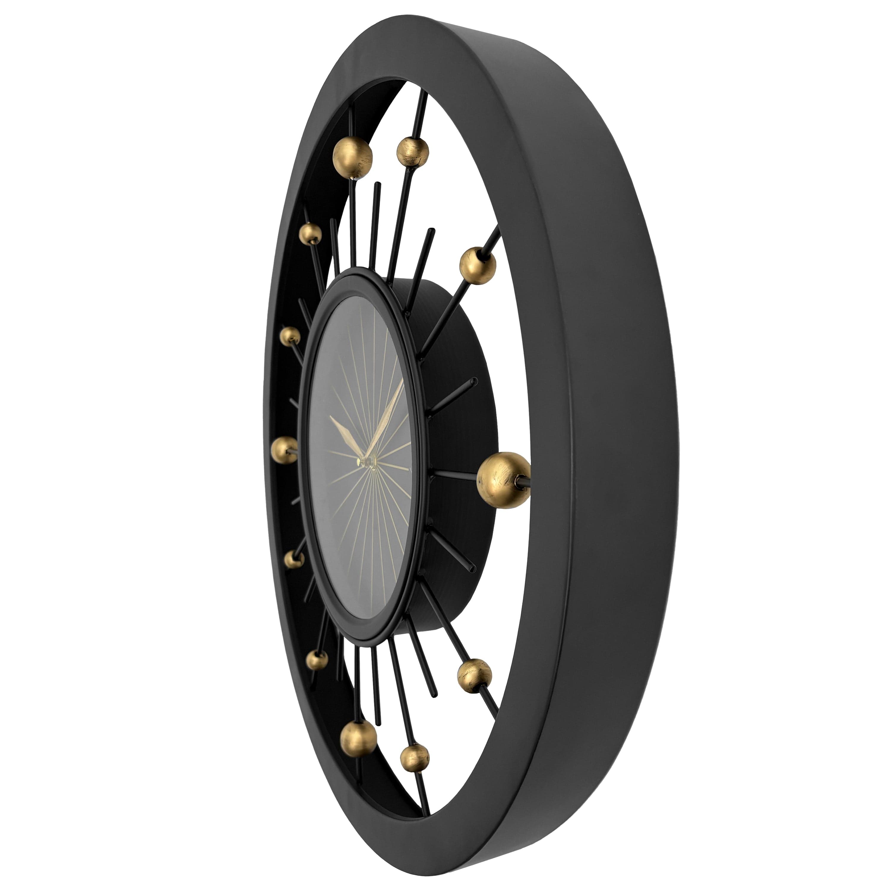 nextime-orbit-wanduhr-60-cm-leise-schwarz-metall-mit-goldenen-details image 3
