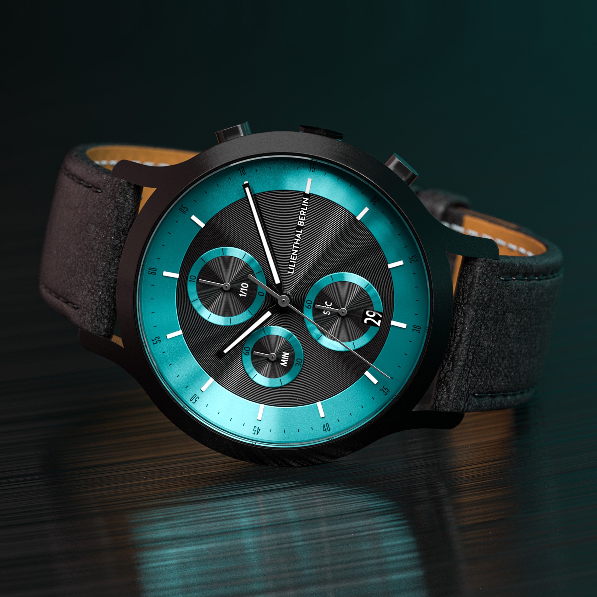 lilienthal-berlin-chronograph-lp-black-cyan-armbanduhr image 3
