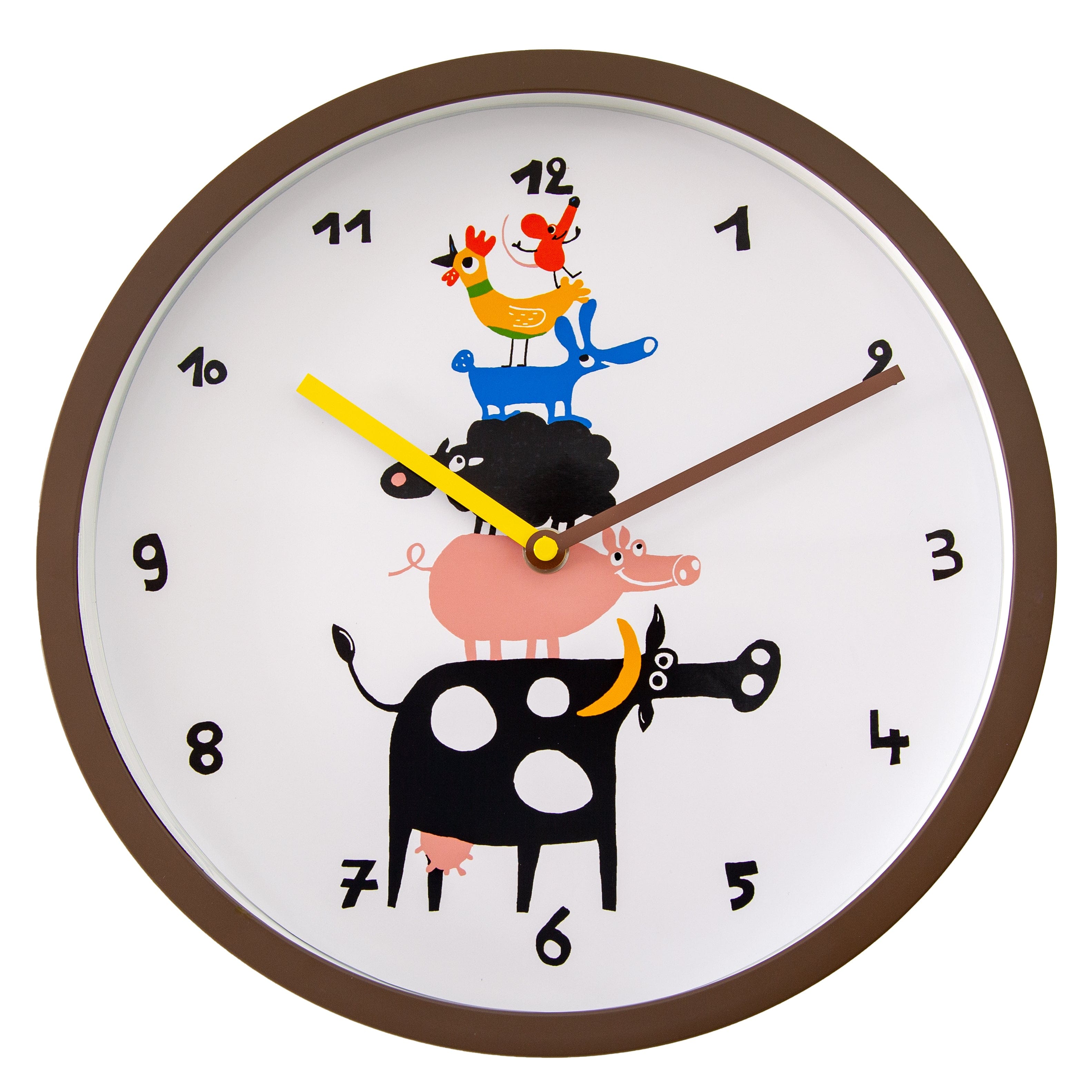 nextime-farmtime-kinder-wanduhr-30-cm-braun-wei-bauernhof image 1