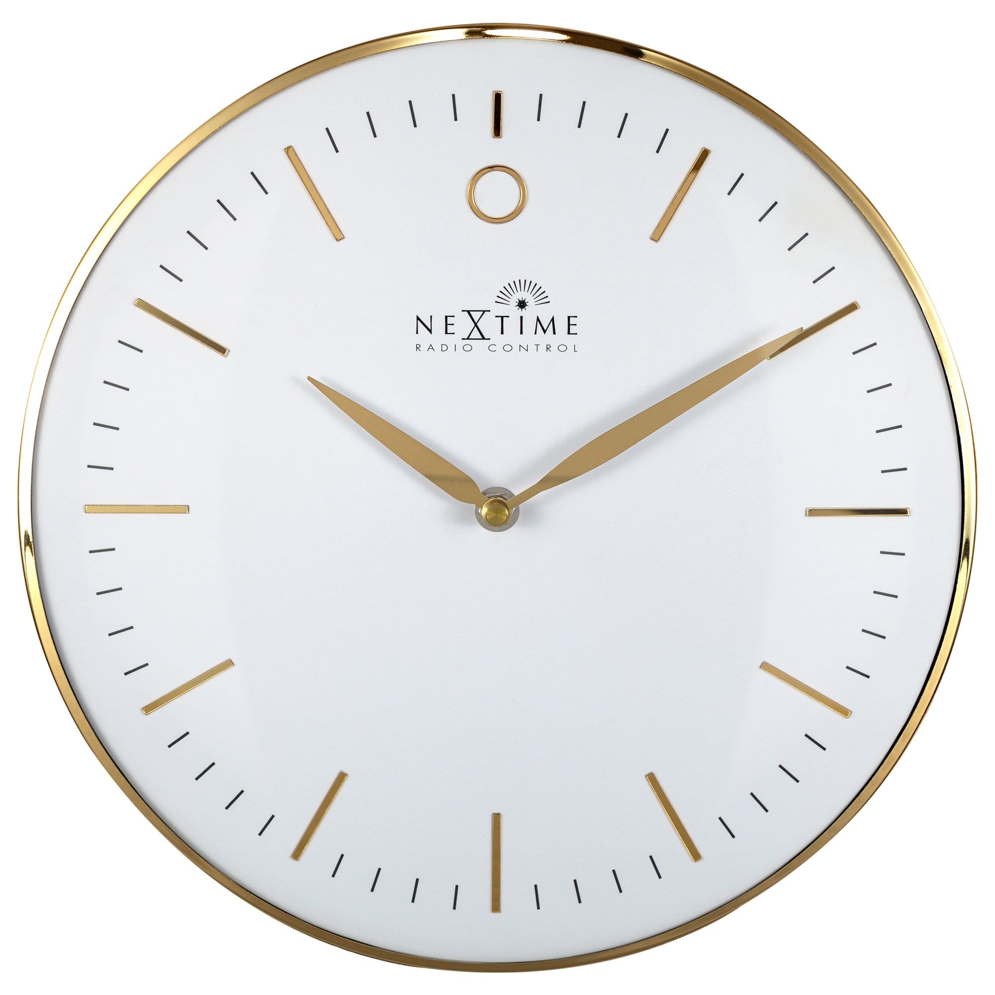 nextime-glamour-small-rcc-funk-wanduhr-30-cm-gold-wei-metall image 1