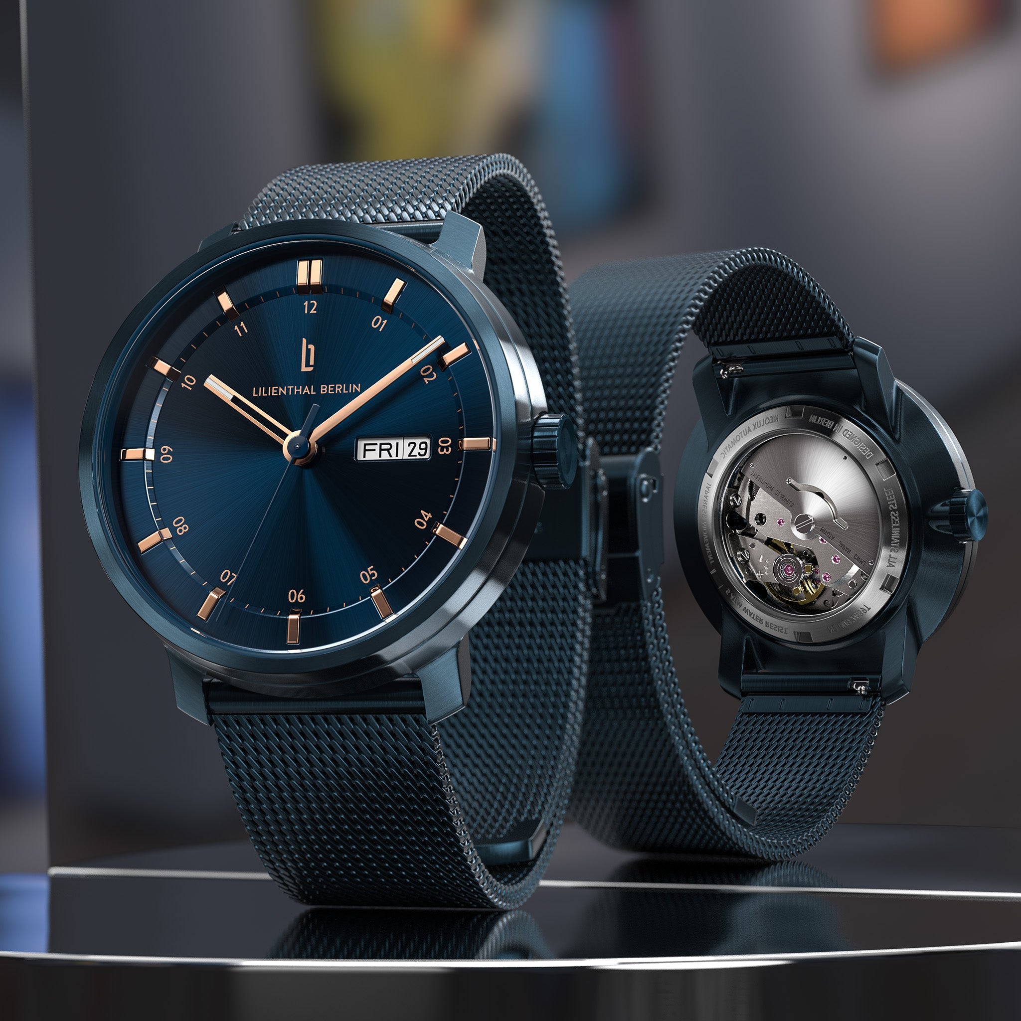 lilienthal-berlin-neolux-day-date-automatikuhr-blue-rose-gold-42-mm image 3