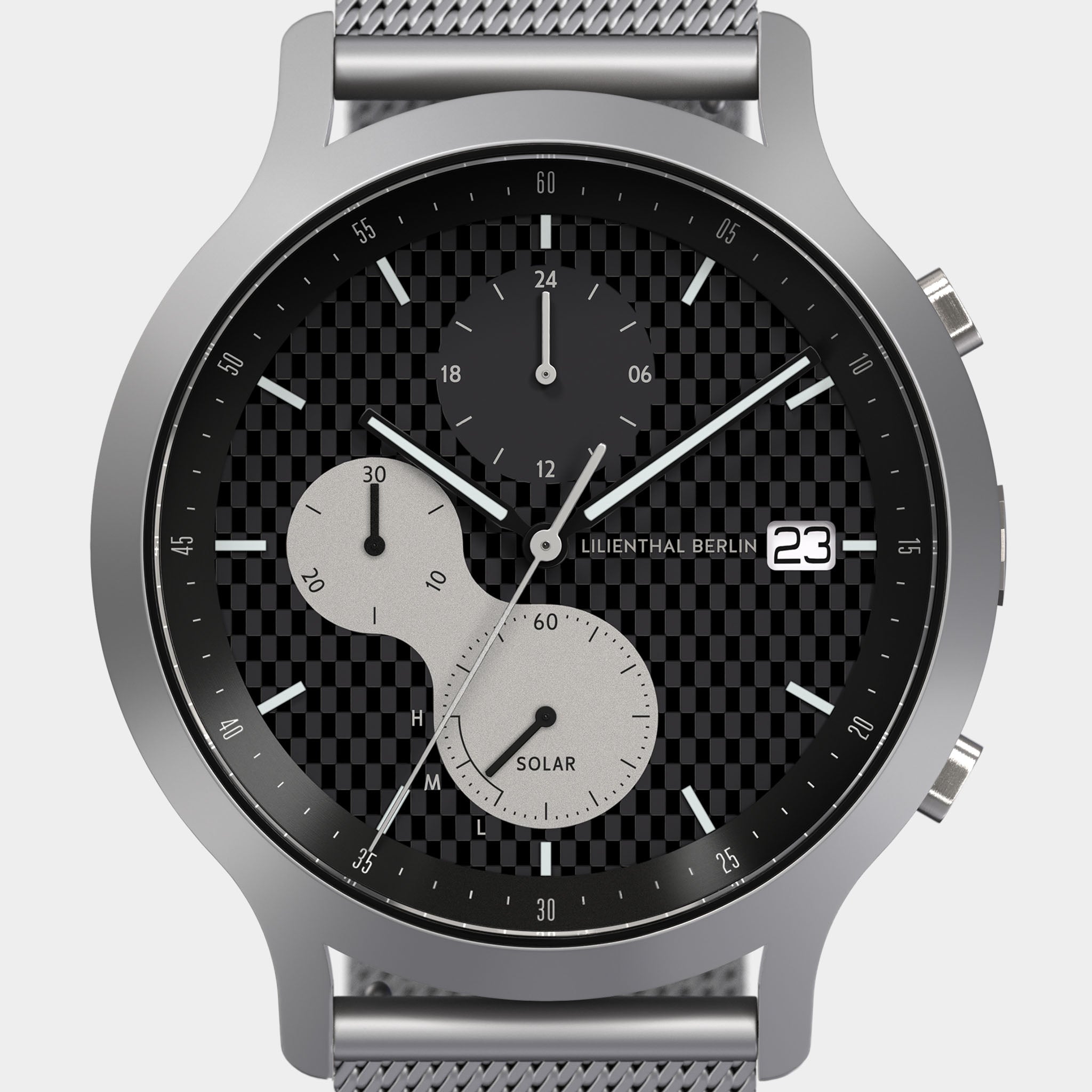 lilienthal-berlin-chronograph-solar-edition-iii-carbon-armbanduhr-mit-meshband image 6