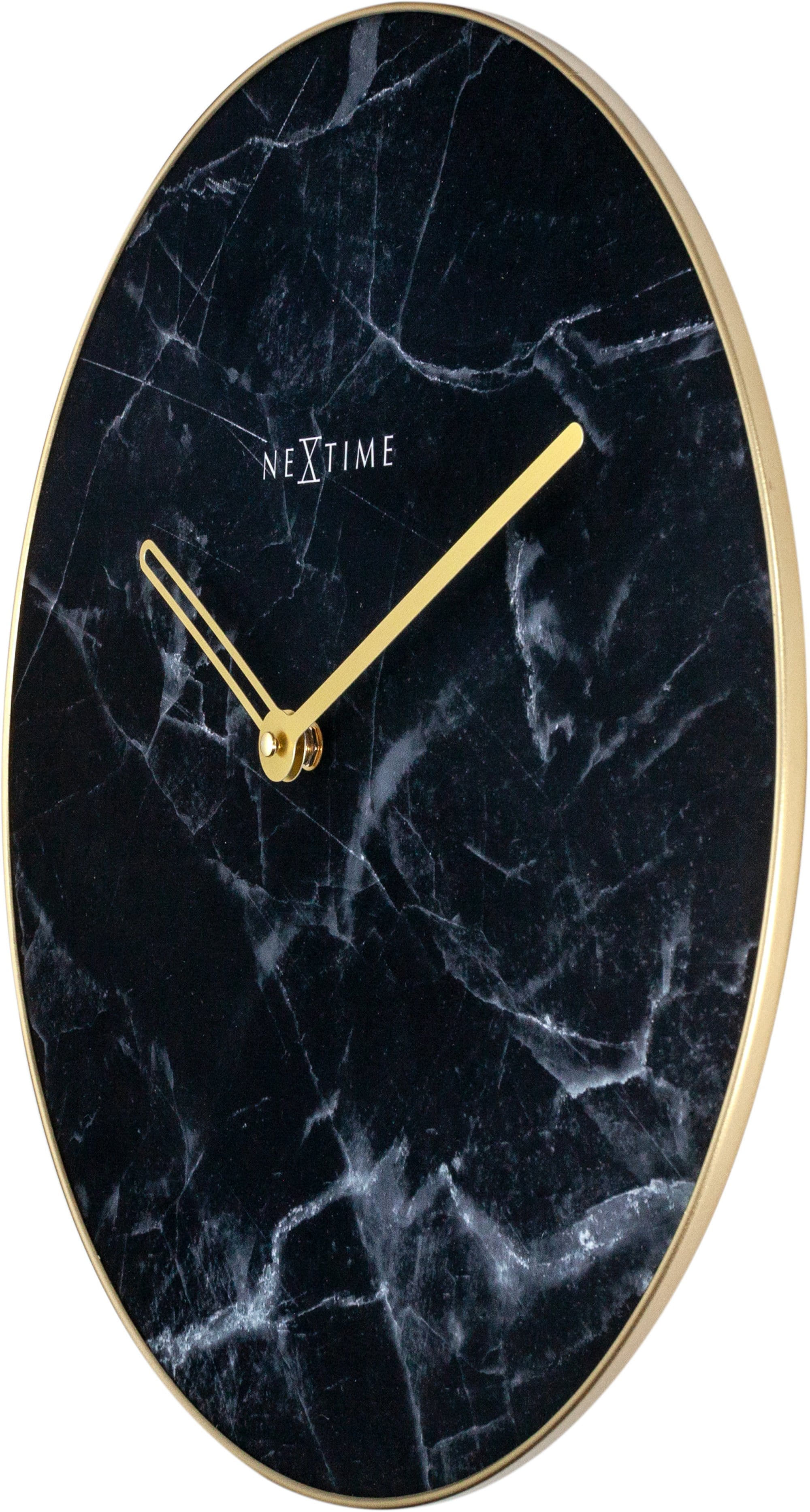 nextime-marble-wanduhr-40-cm-glas-metall-schwarz-gold-lautlos image 4