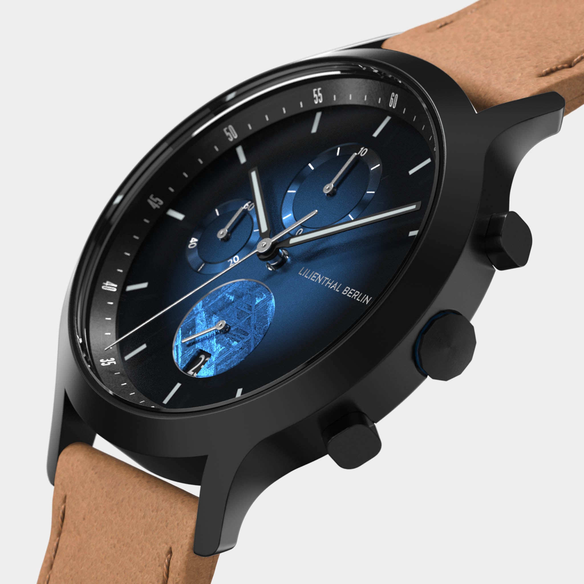lilienthal-berlin-chronograph-meteorite-armbanduhr-blue-flare-2 image 2