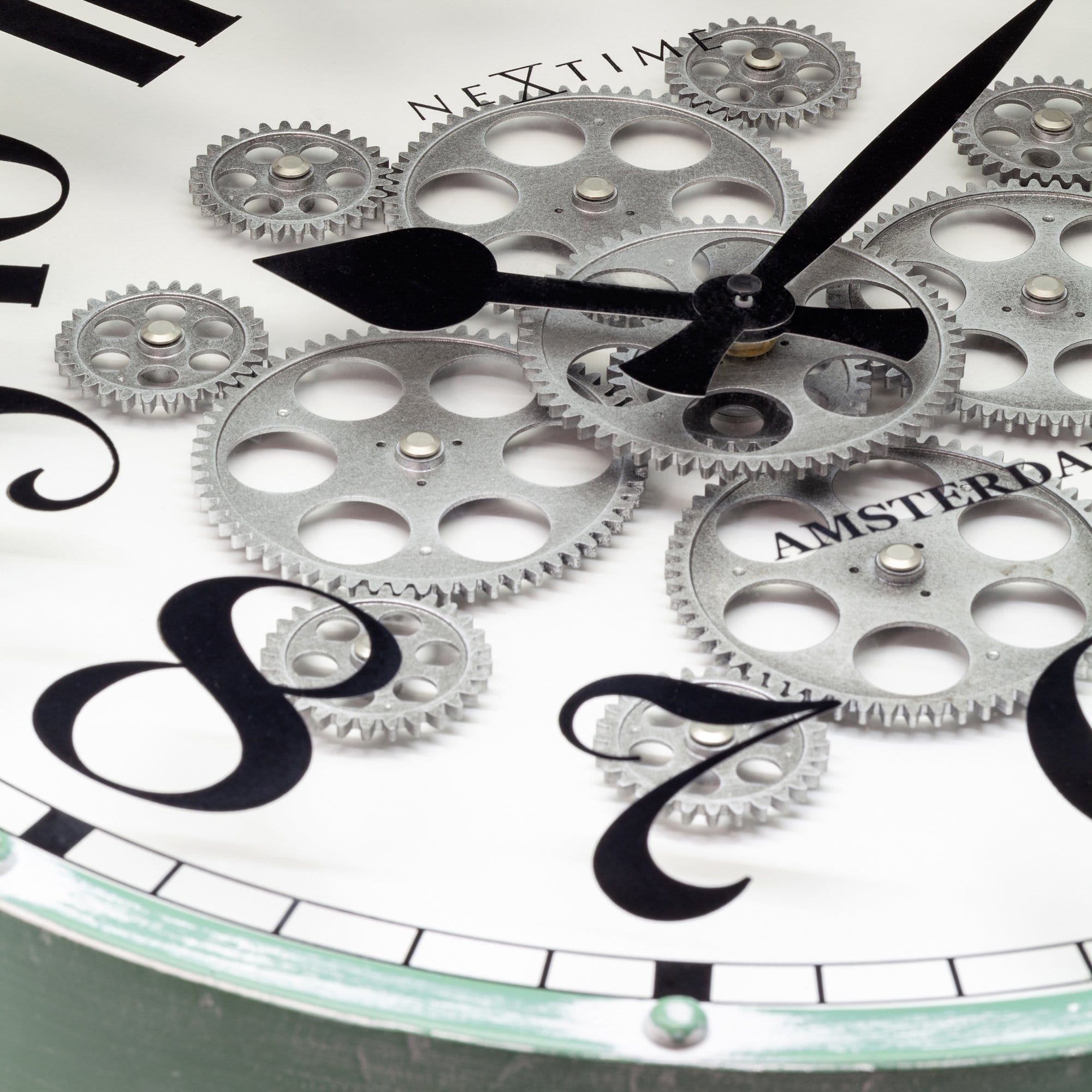 nextime-henry-wanduhr-mit-beweglichen-zahnr-dern-50-cm-vintage-gr-n image 3