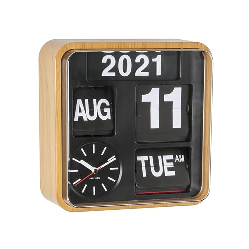 karlsson-mini-flip-wanduhr-bambus-24x24x10-cm-mit-datum image 5