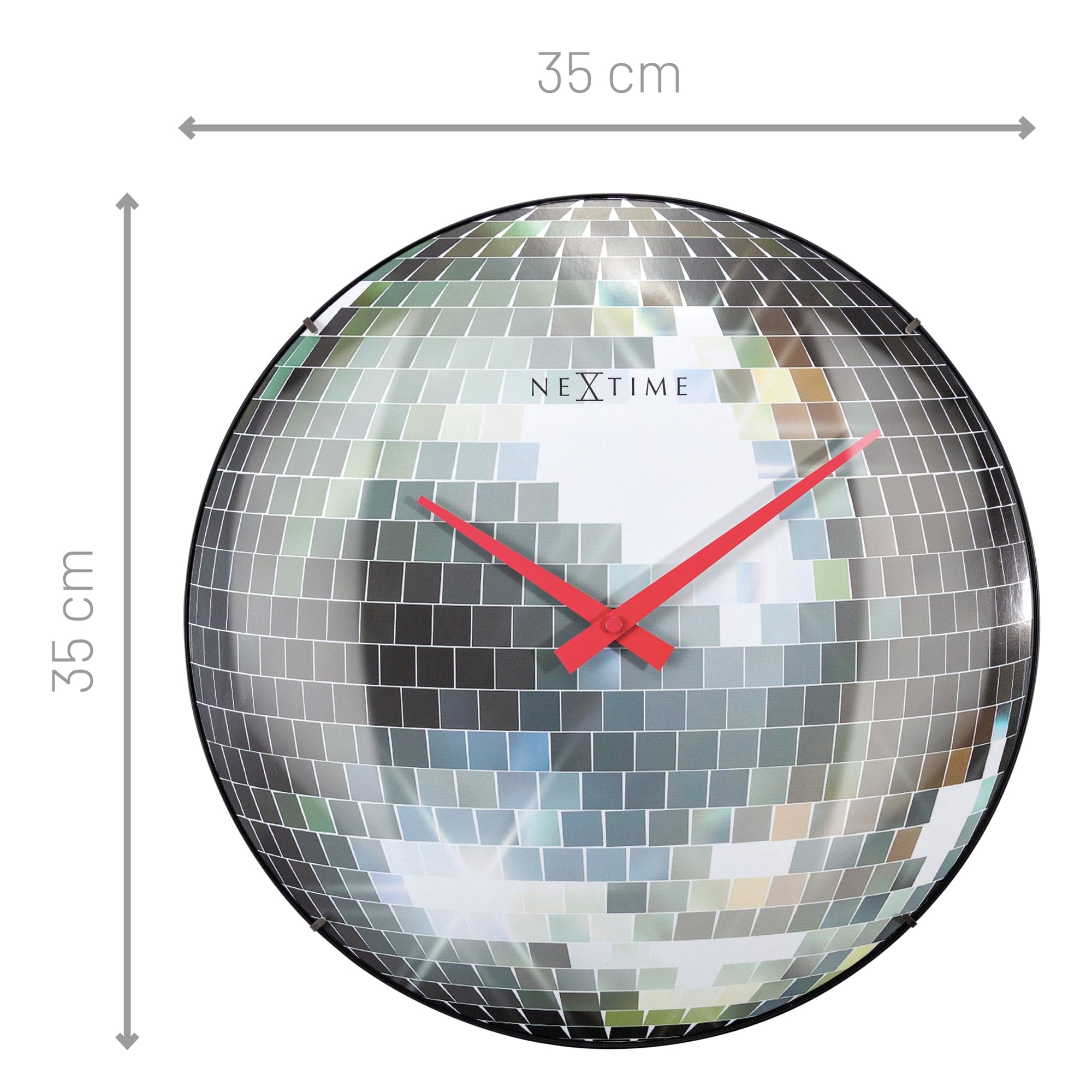 nextime-disco-ball-wanduhr-35cm-lautlos-dome-glas-silber image 5