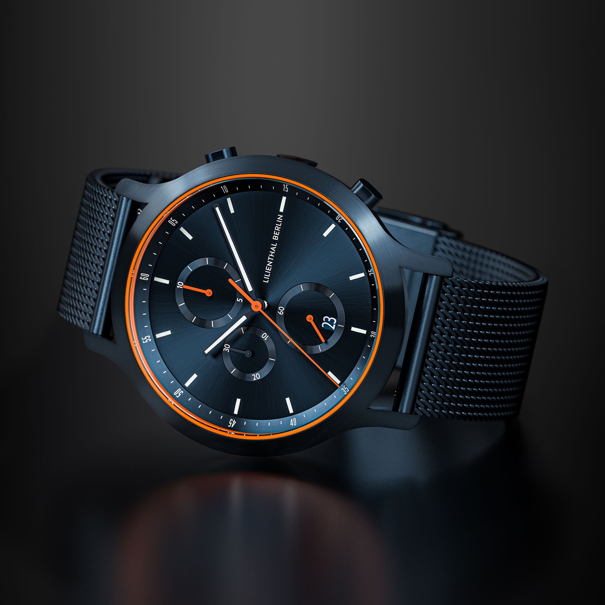 lilienthal-berlin-chronograph-uhr-blue-orange image 3