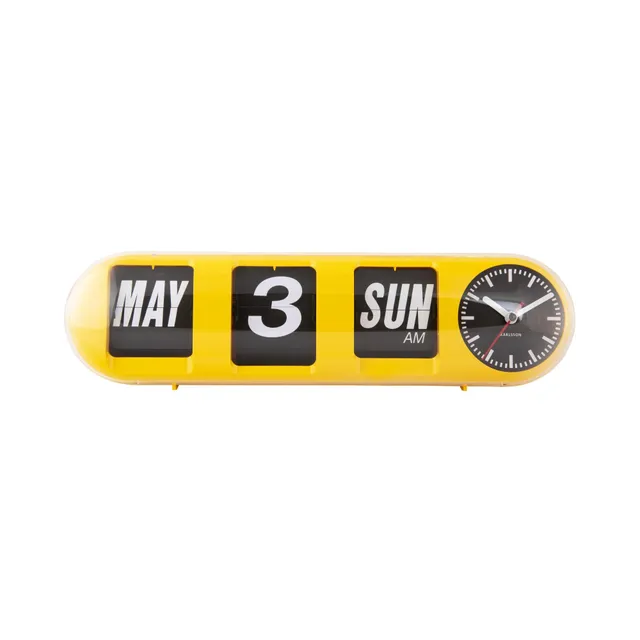 karlsson-tube-flip-wanduhr-und-tischuhr-leuchtendes-gelb-38-x-10-x-13-5-cm image 1
