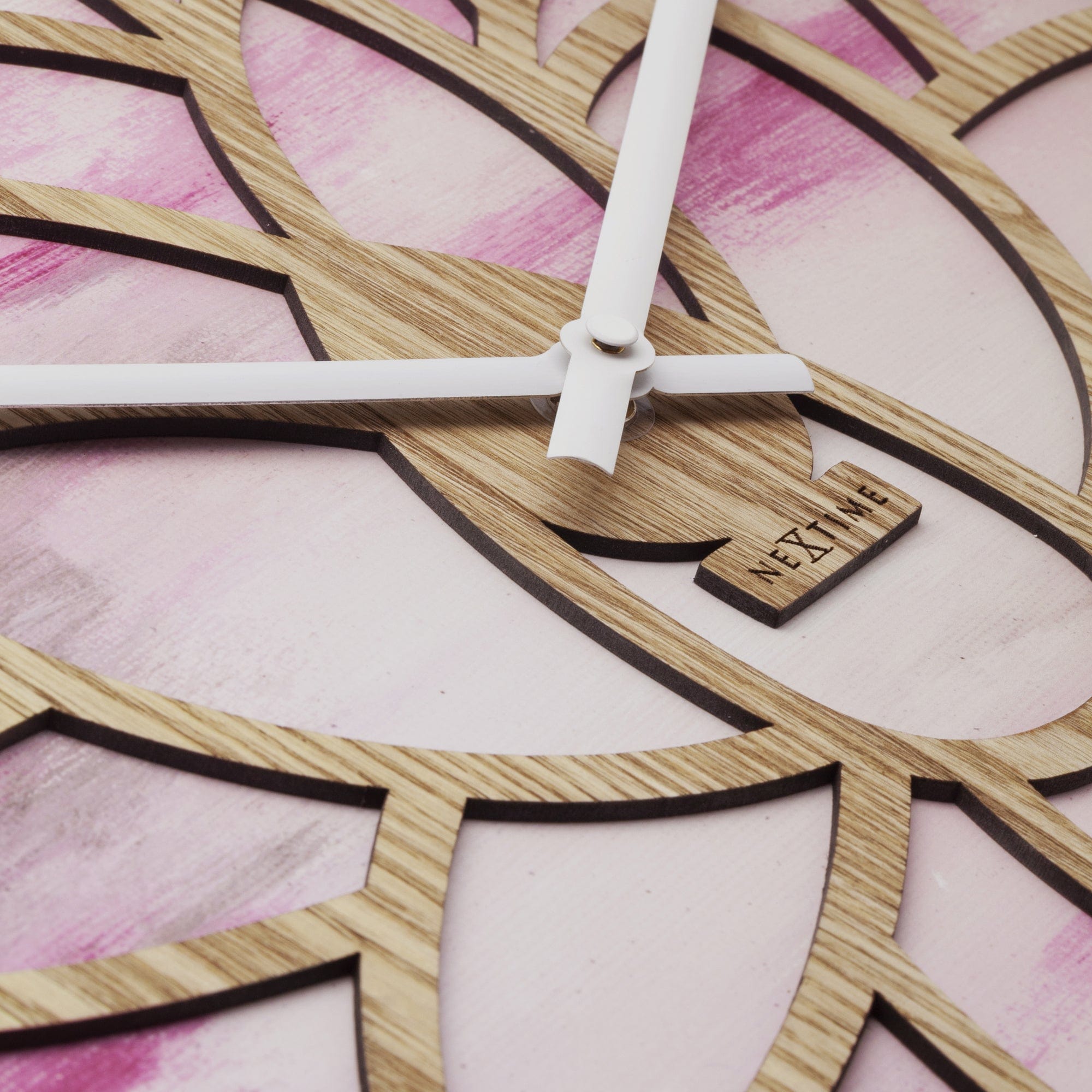 nextime-lotus-wanduhr-40-cm-pink-holz-silent-lotus-design image 3