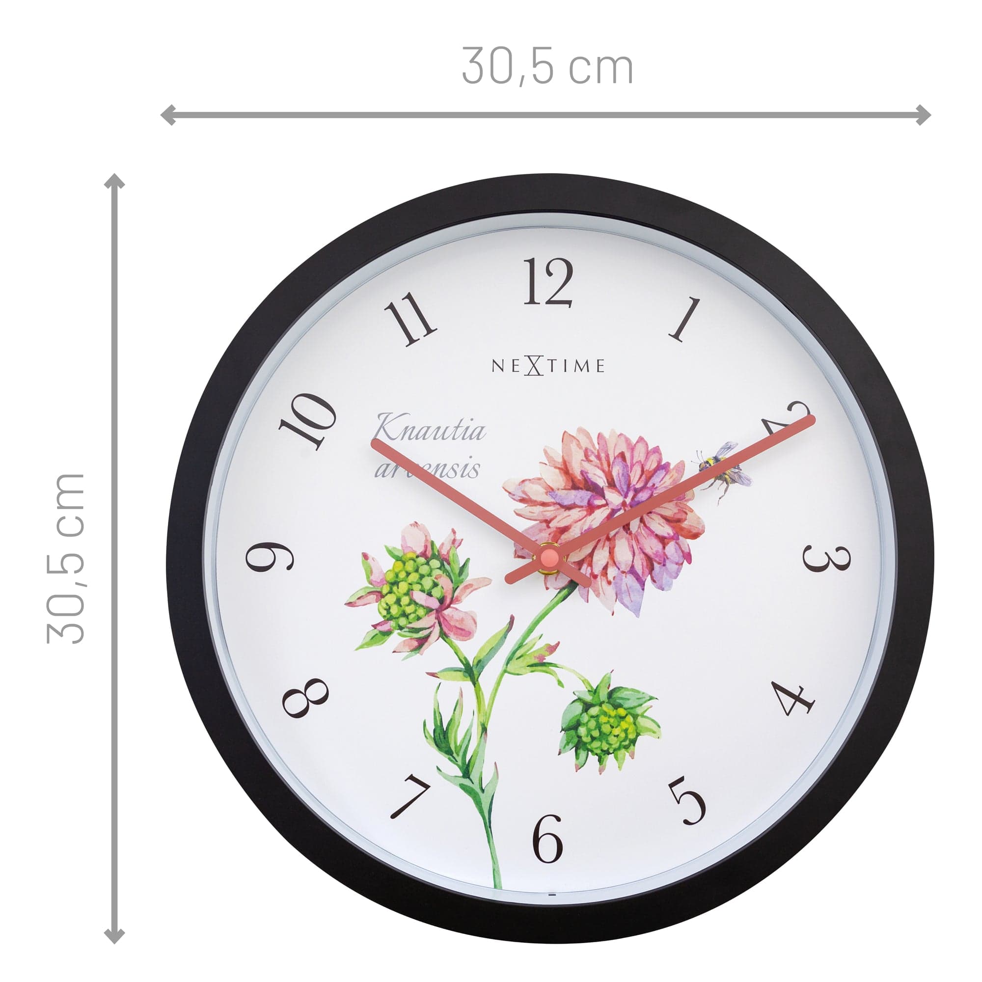 nextime-knautia-wetterfeste-outdoor-wanduhr-30-5-cm-schwarz-mit-vintage-blumen image 6