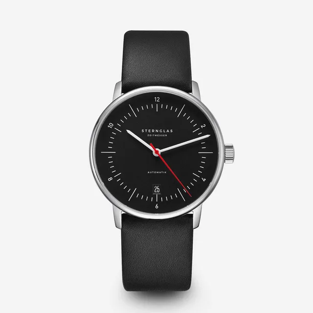 sternglas-naos-automatik-herrenuhr-38-mm-schwarz-rot-leder image 1