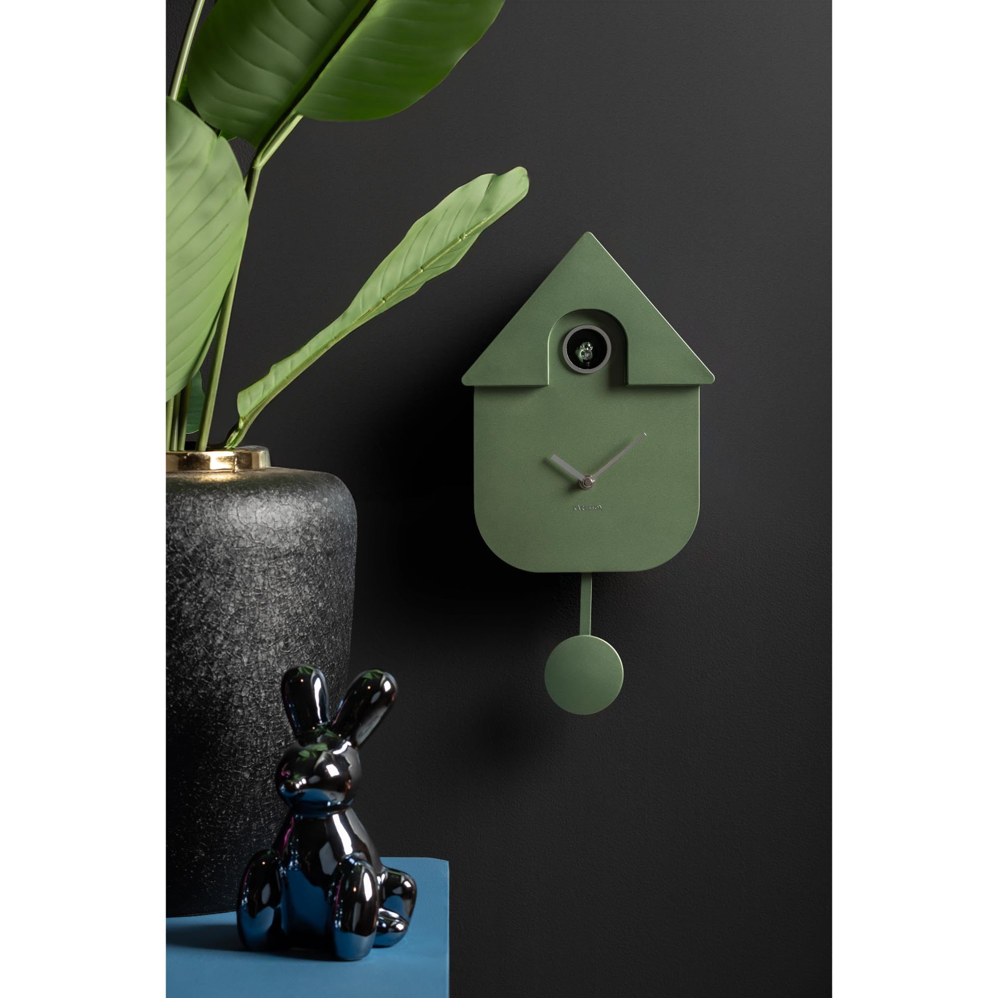 karlsson-modern-cuckoo-kuckucksuhr-metall-gr-n-21-5x8-5x41cm image 2