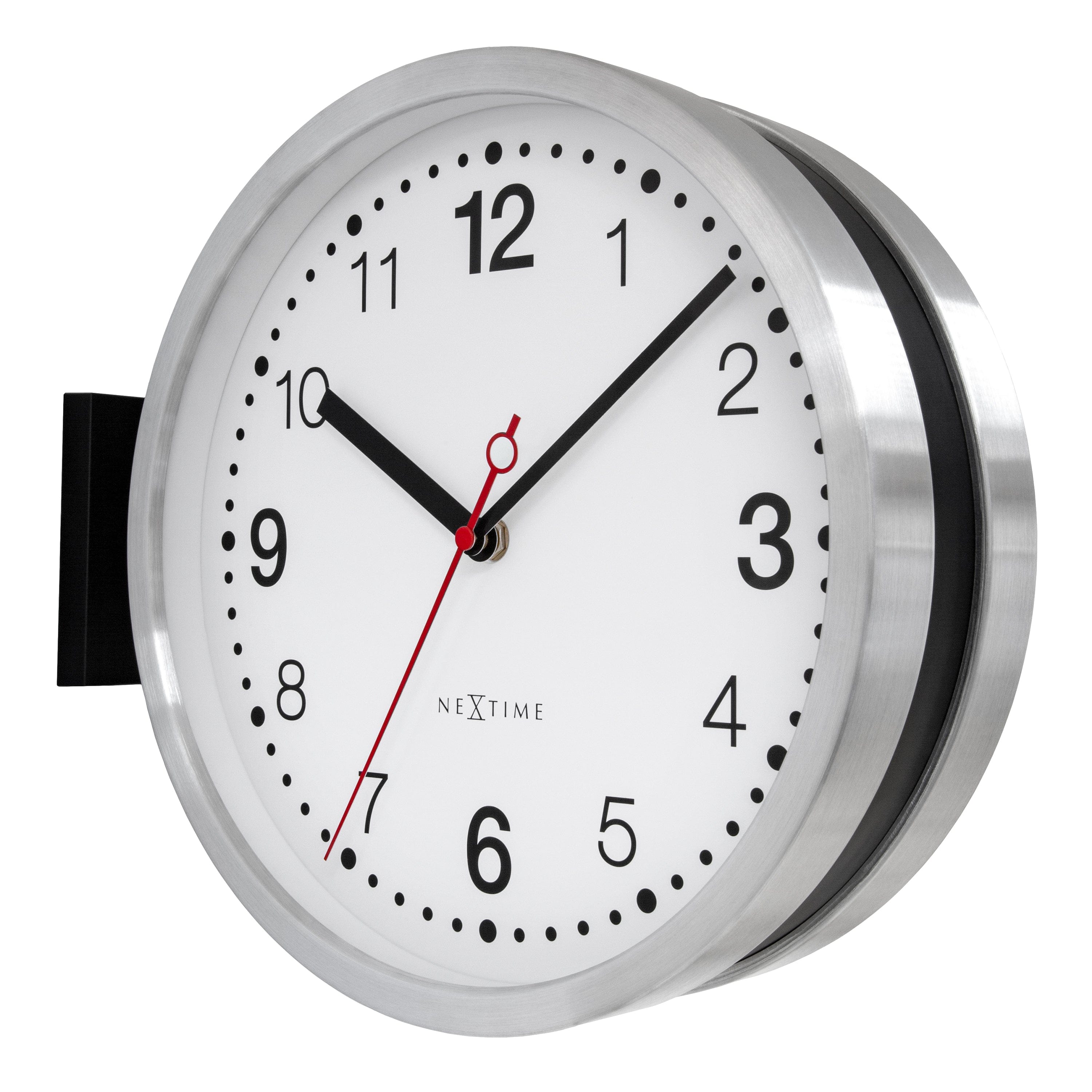 nextime-double-wanduhr-32-3-x-28-x-10-cm-aluminium-doppelseitig-schwarz-wei-leis image 4