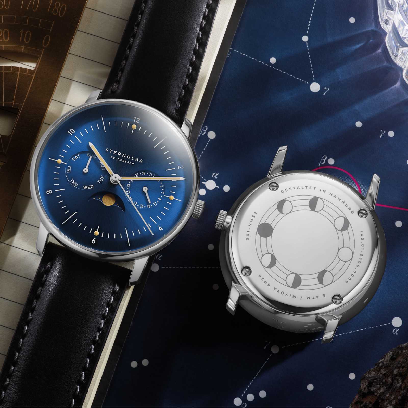 sternglas-naos-mondphase-herrenuhr-38-mm-leder-mitternachtsblau image 4