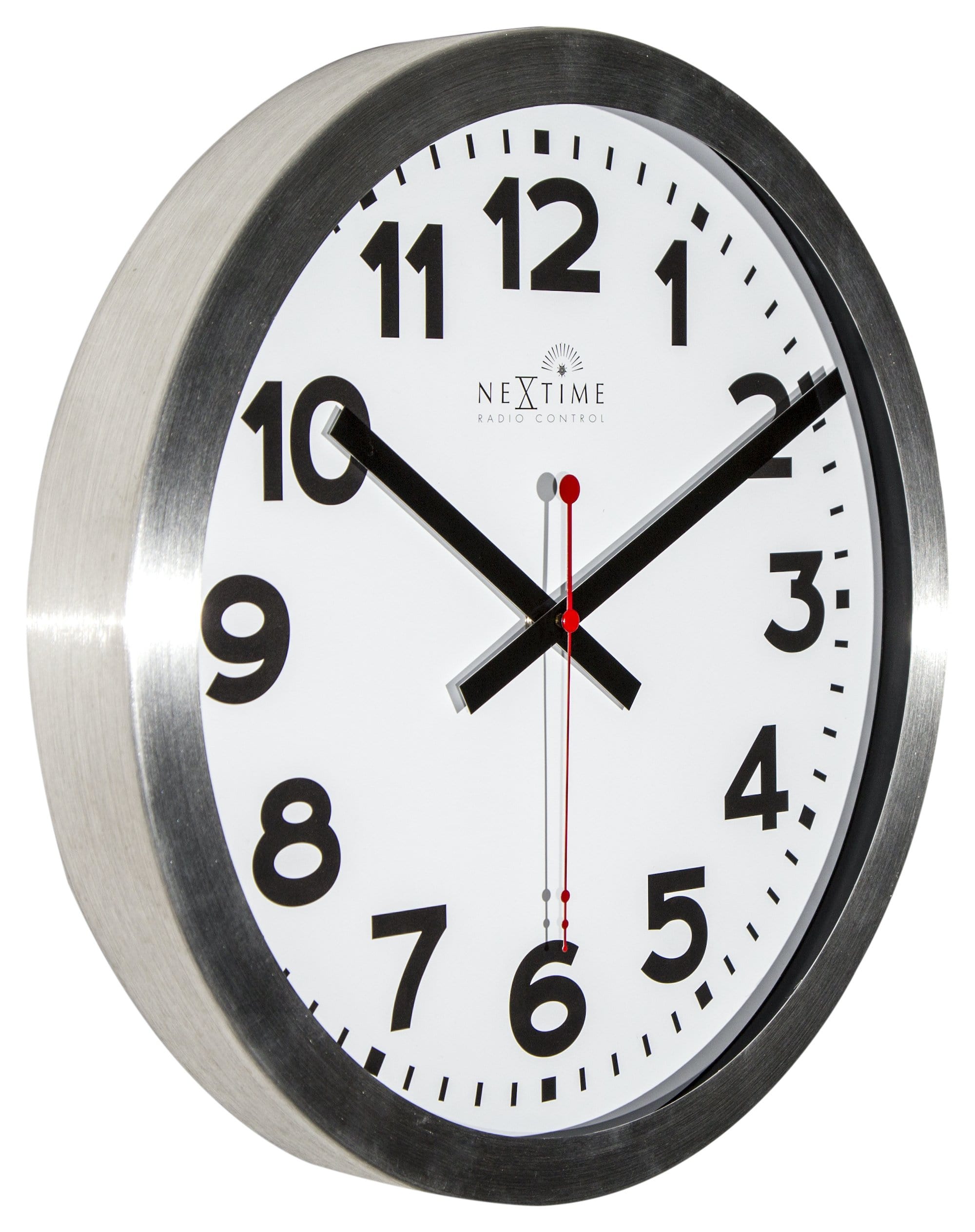 nextime-station-radio-controlled-dcf-wanduhr-35-cm-aluminium-wei image 2