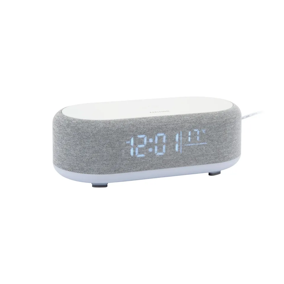 karlsson-vogue-wecker-mit-bluetooth-lautsprecher-und-wireless-charging-mausgrau- image 1