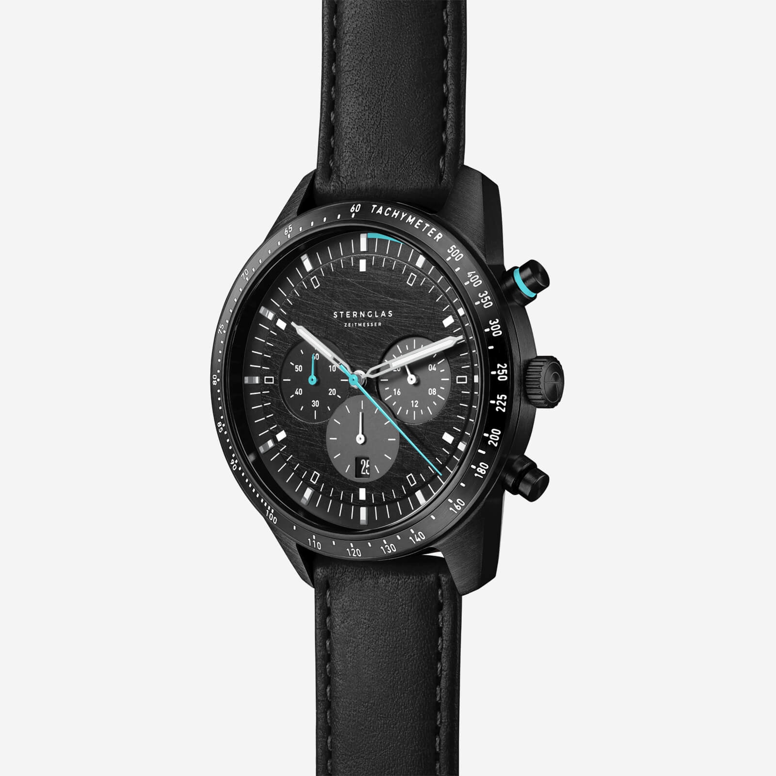 sternglas-tachymeter-edition-meteor-armbanduhr-42-mm-schwarz-pvd-leder image 3