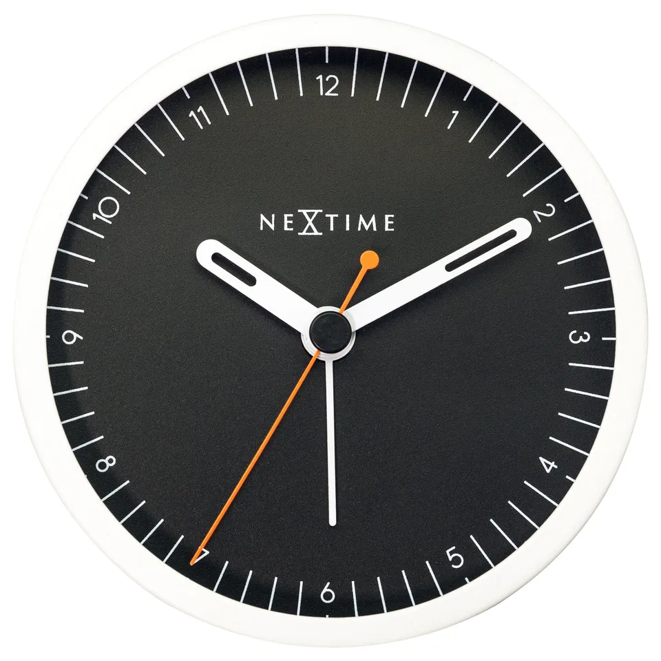 nextime-small-tischwecker-wecker-9x9x7-5-cm-lautlos-mit-licht-metall-wei image 1
