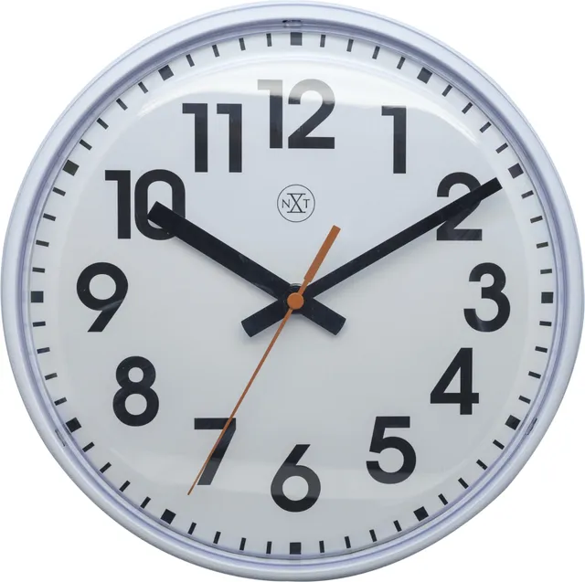 nextime-peter-wanduhr-26cm-wei-schwarz-kunststoff image 1