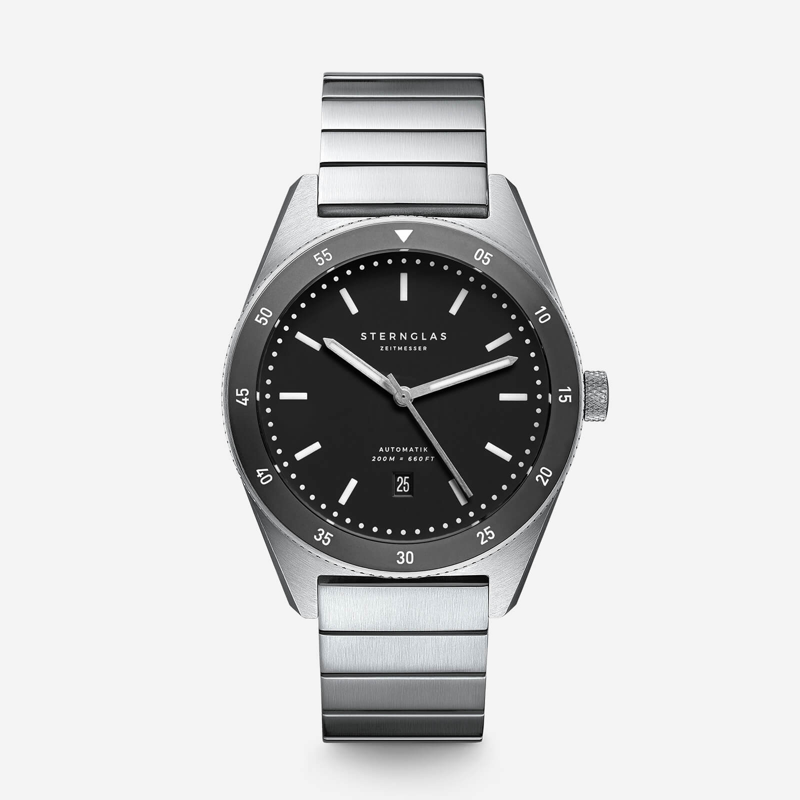 sternglas-marus-automatik-taucheruhr-42-mm-schwarz-edelstahl-blockarmband image 1