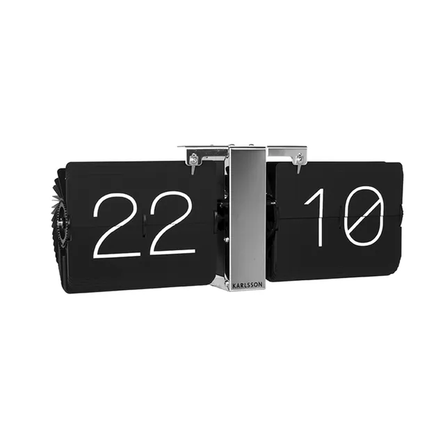 karlsson-flip-clock-no-case-tischuhr-36-cm-schwarz-chrom image 1