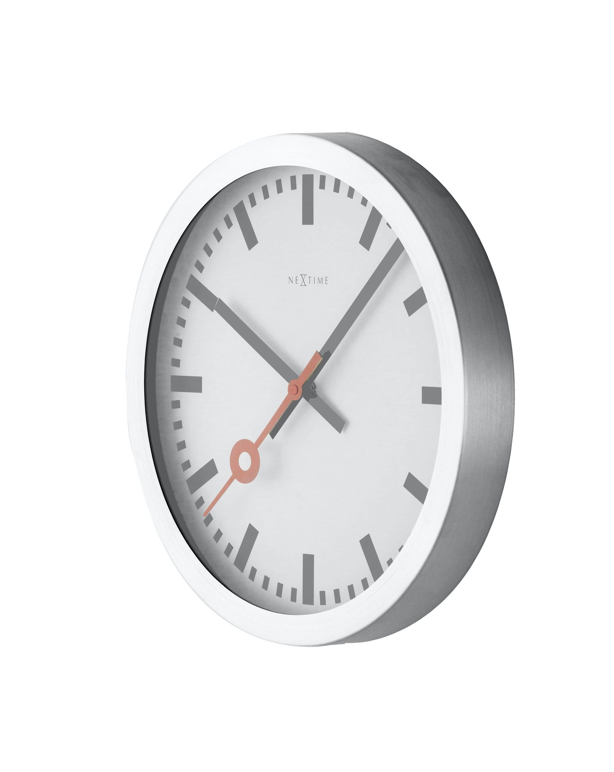 nextime-station-stripe-wand-tischuhr-19-cm-aluminium-wei-lautlos image 6