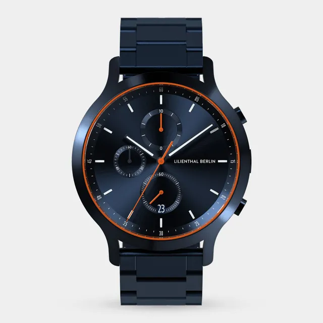 lilienthal-berlin-chronograph-armbanduhr-blue-orange image 1