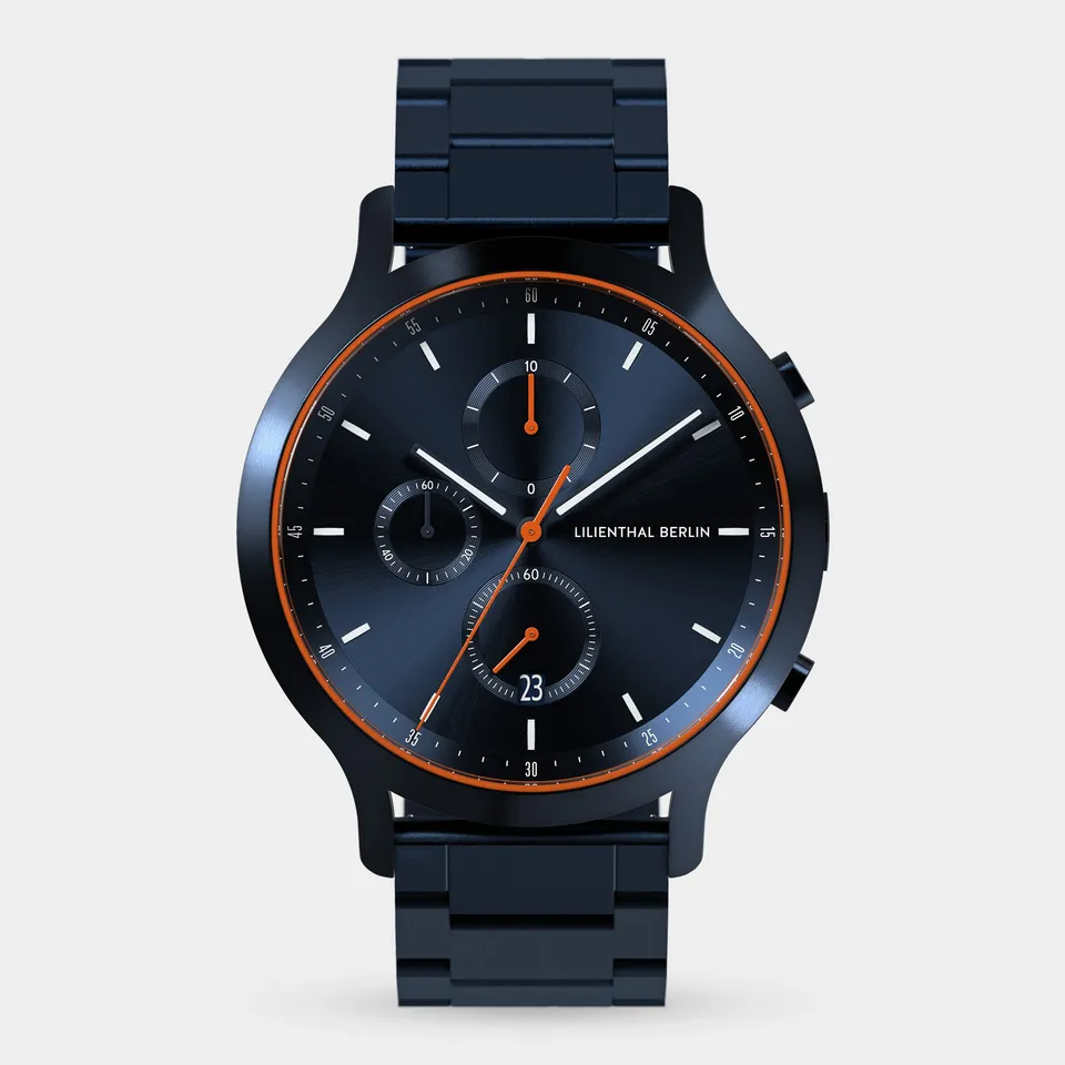 lilienthal-berlin-chronograph-armbanduhr-blue-orange image 1