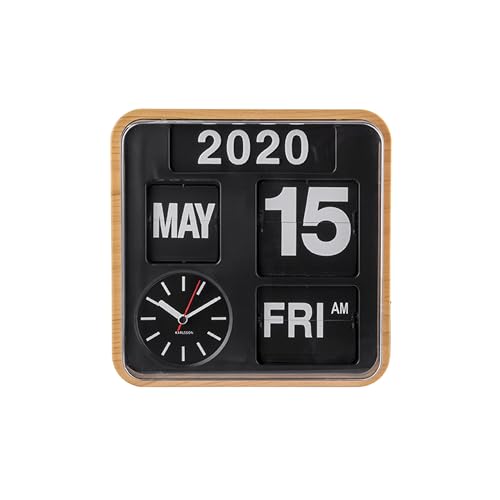 karlsson-mini-flip-wanduhr-bambus-24x24x10-cm-mit-datum image 6