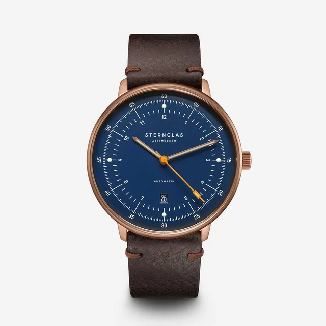 sternglas-hamburg-automatik-dunkelblau-bronze-42-mm-leder-herrenuhr image 1