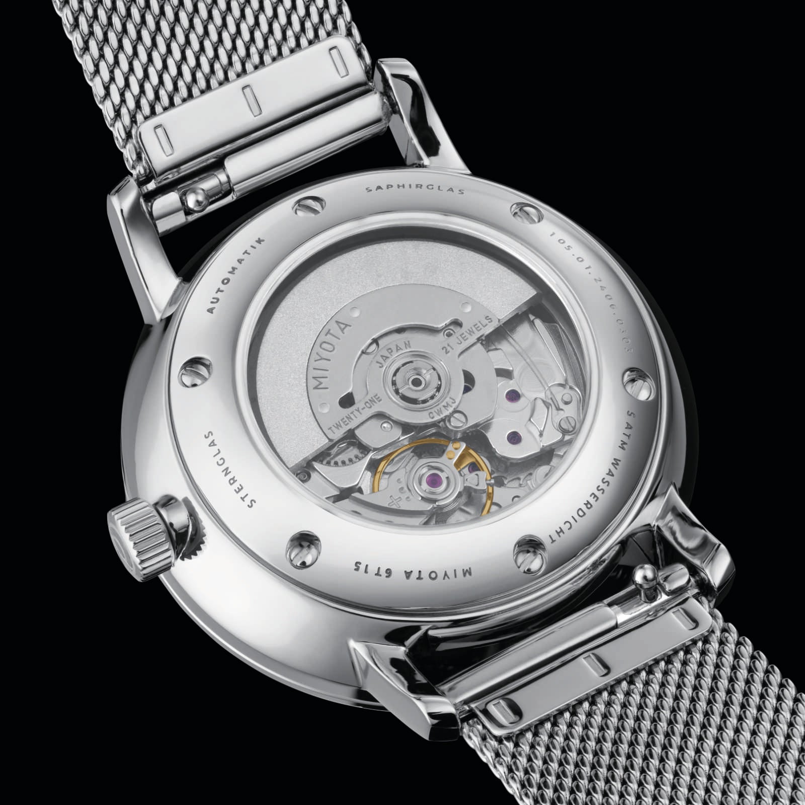 sternglas-naos-xs-automatik-damenuhr-33-mm-silber-edelstahl image 4