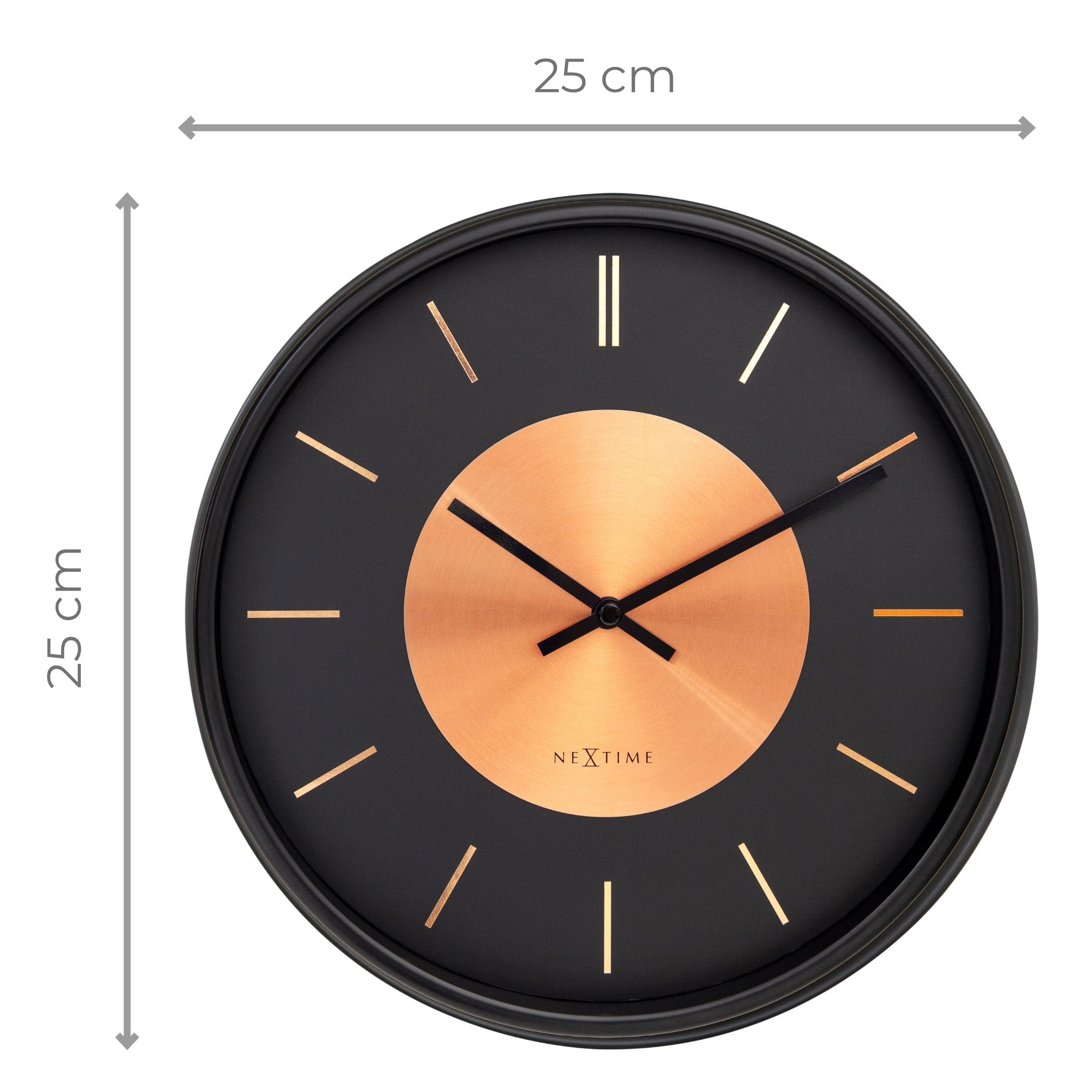 nextime-retro-ii-wanduhr-25-cm-lautlos-metall-schwarz-kupfer image 7