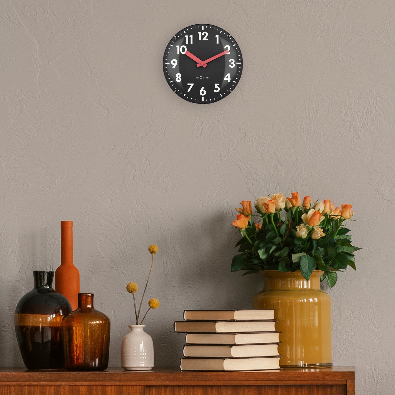nextime-duomo-mini-tisch-wanduhr-20-cm-glas-schwarz image 7