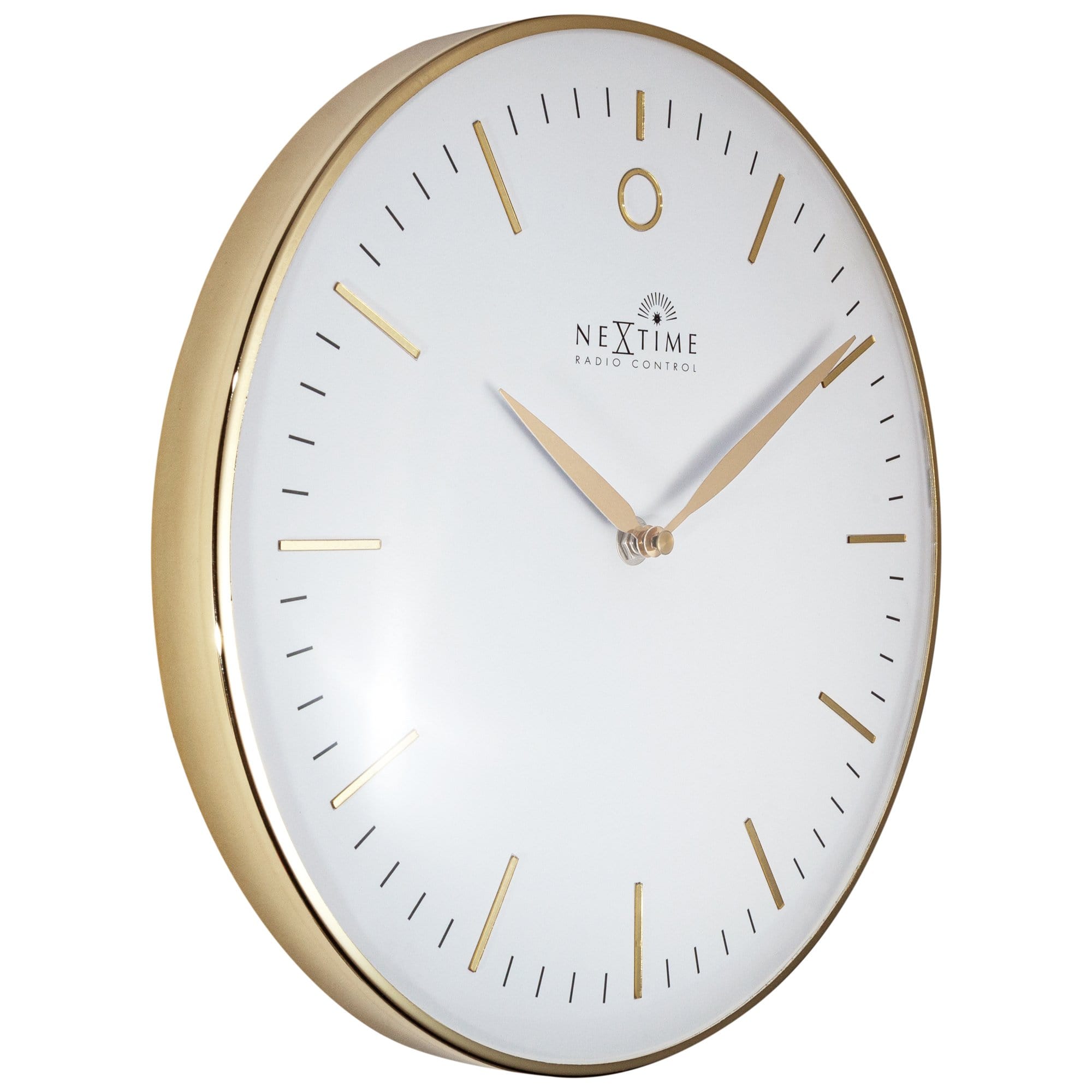 nextime-glamour-small-rcc-funk-wanduhr-30-cm-gold-wei-metall image 2