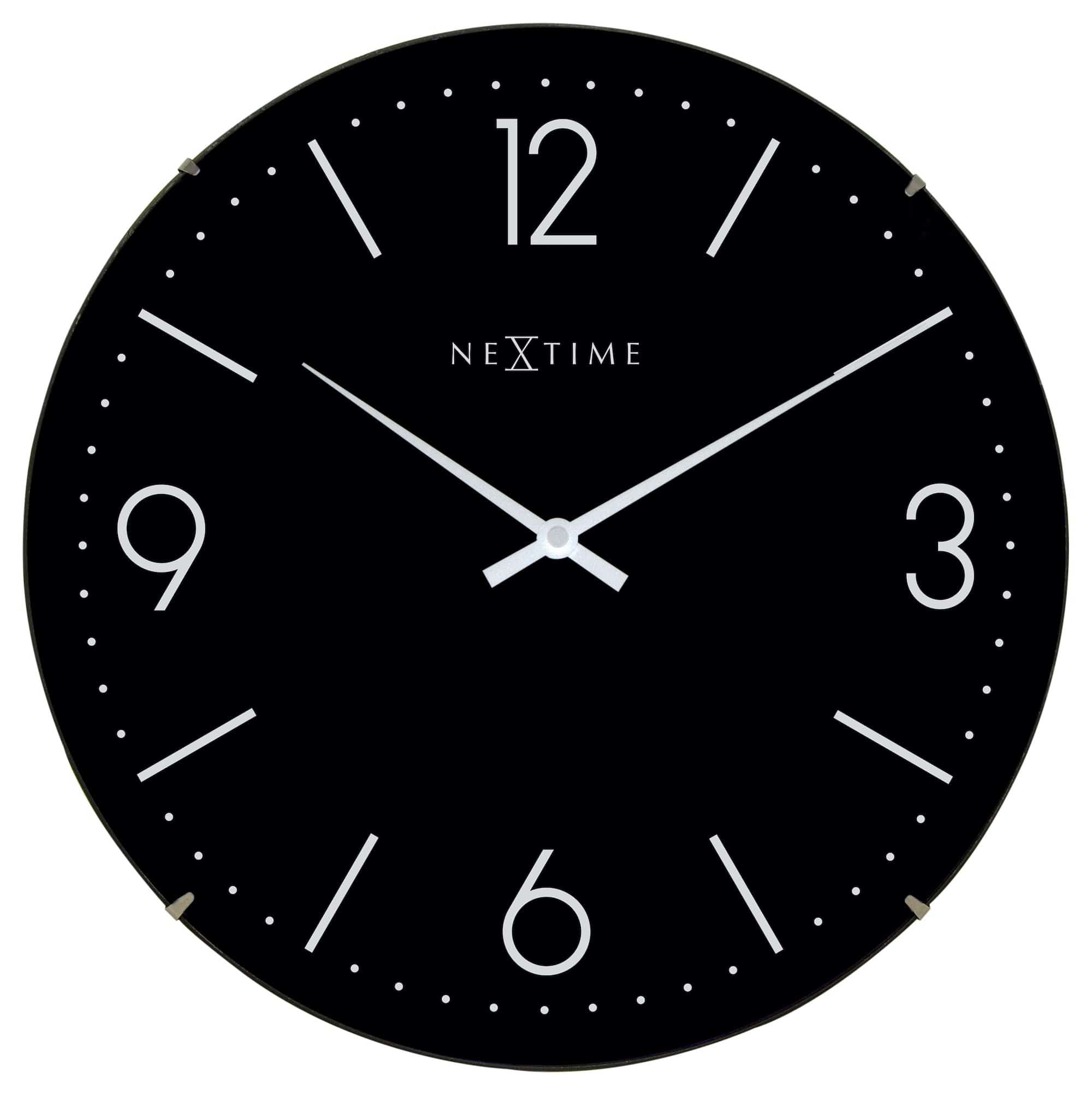 nextime-basic-dome-wanduhr-35-cm-glas-wei-schwarz-lautlos image 4