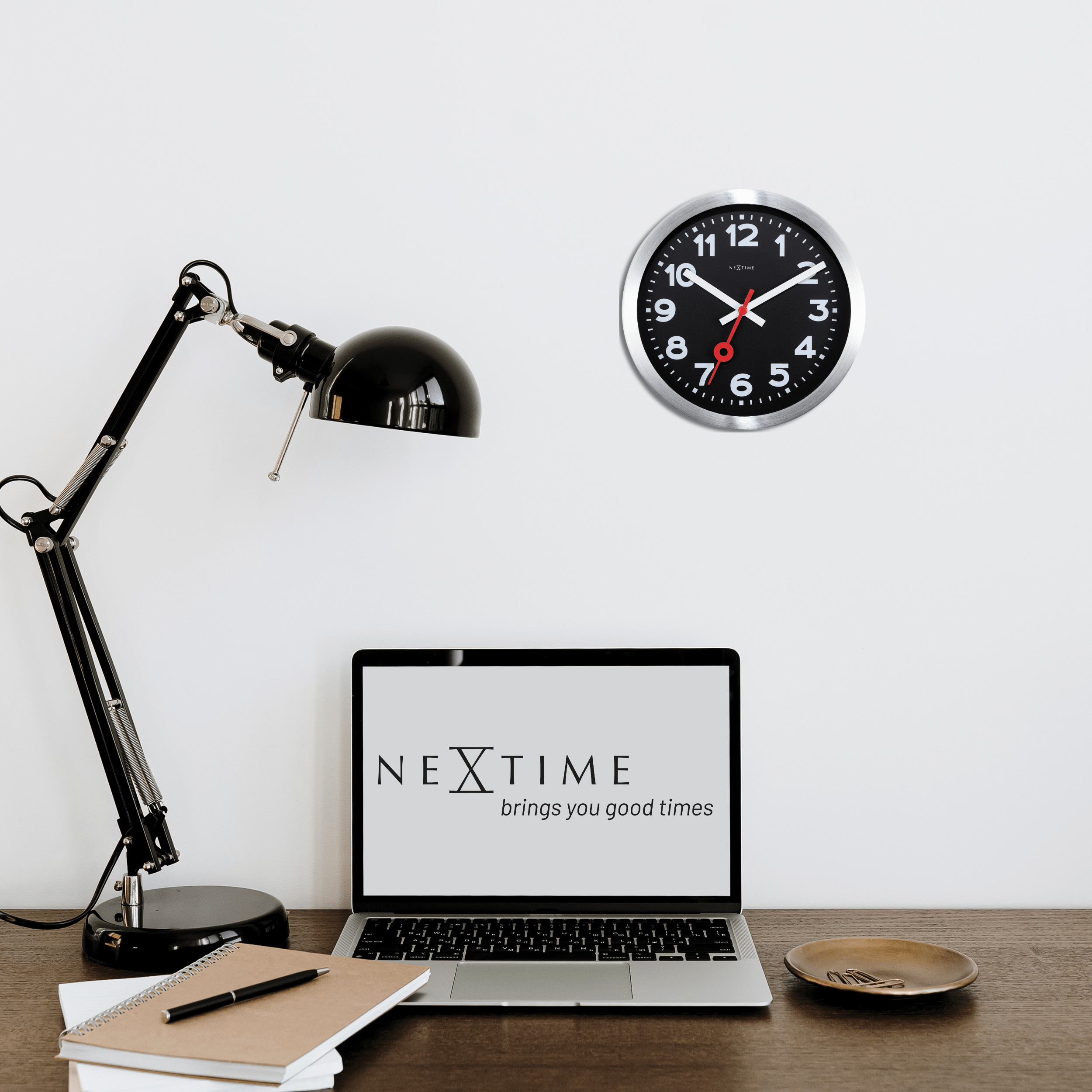 nextime-station-numbers-wand-und-tischuhr-19-cm-aluminium-schwarz image 3