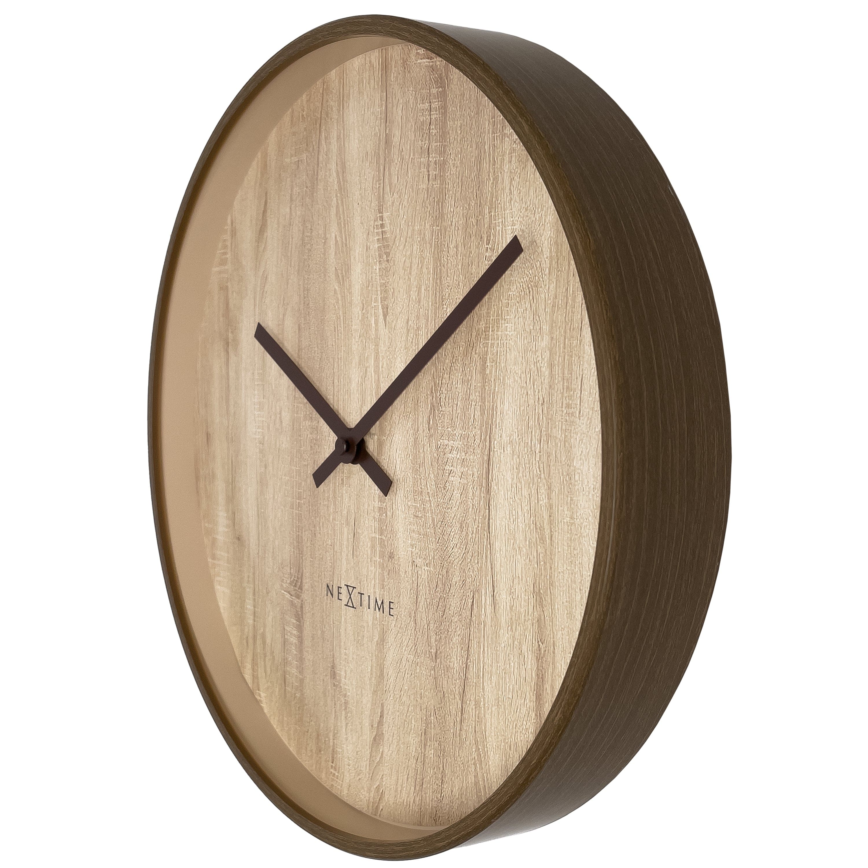 nextime-oslo-wanduhr-30-cm-kunststoff-walnuss-naturholz-lautlos image 3