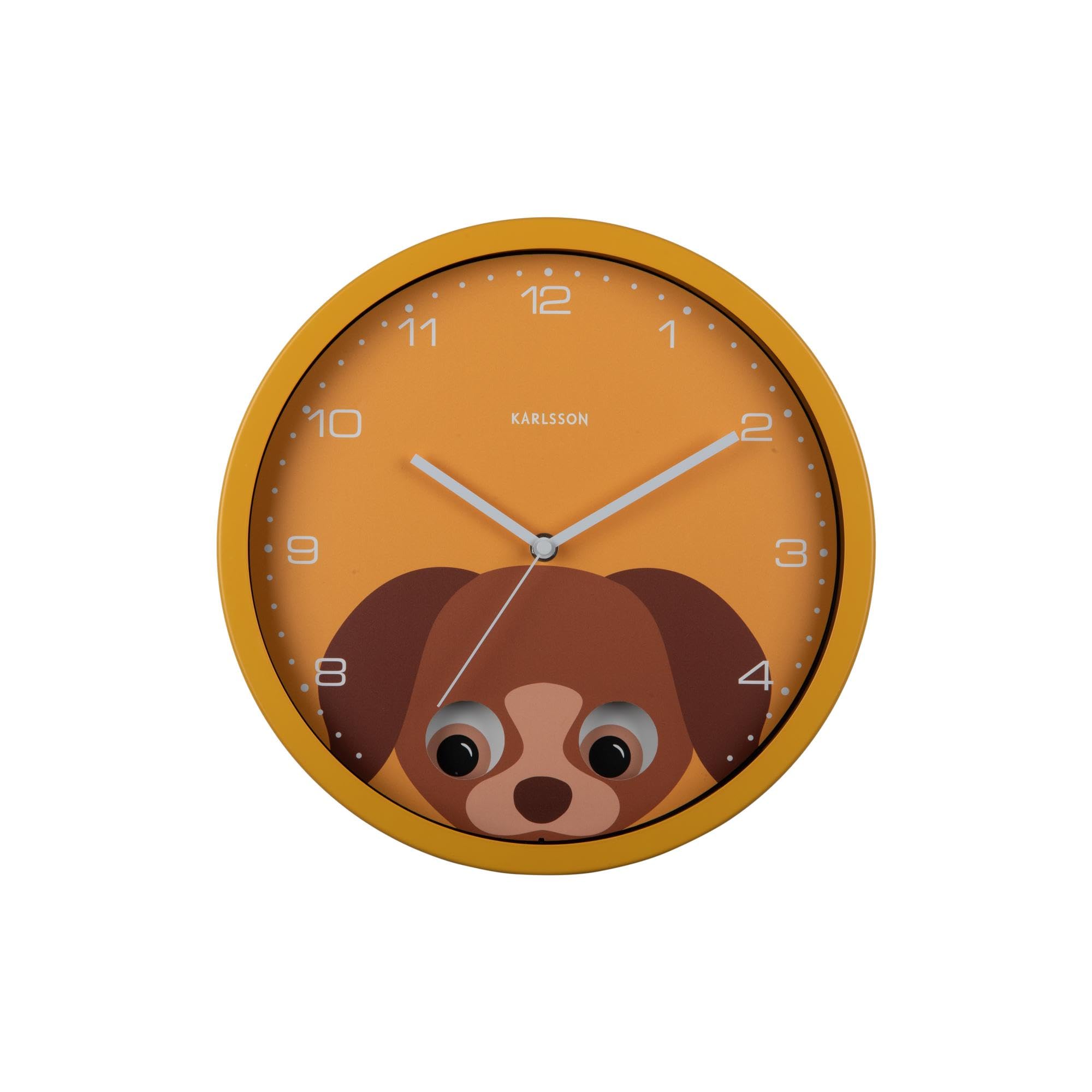 karlsson-peekaboo-dog-wanduhr-gelb-30-8x4-5x30-8-cm image 1