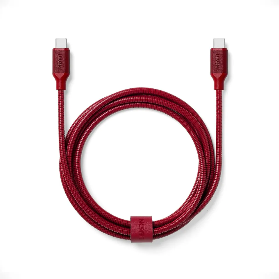 lexon-metali-c-usb-c-lade-und-sync-kabel-100w-1-5m-dunkelrot image 1
