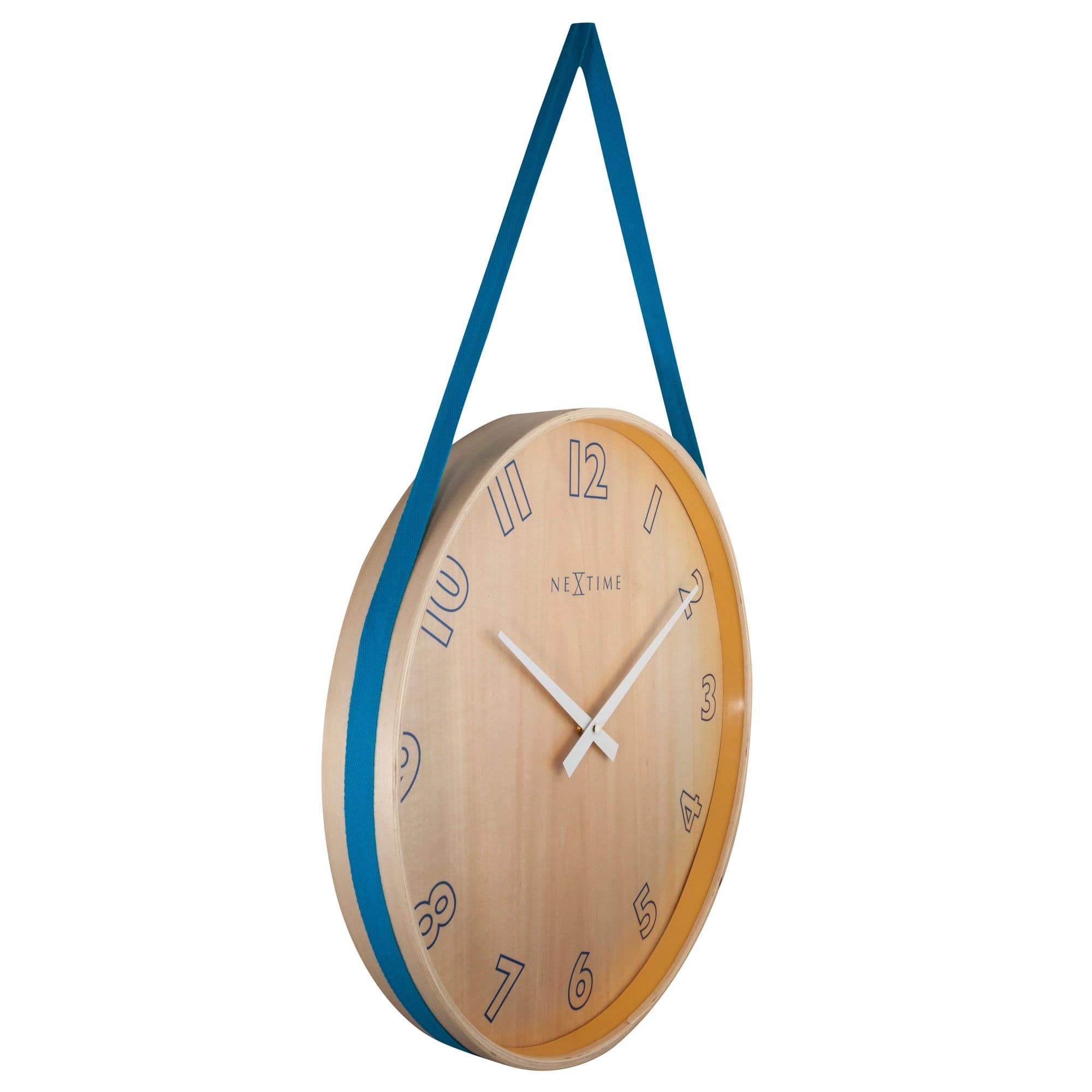 nextime-loop-big-wanduhr-40-x-67-cm-holz-stoff-blau-schwarz-lautlos image 5