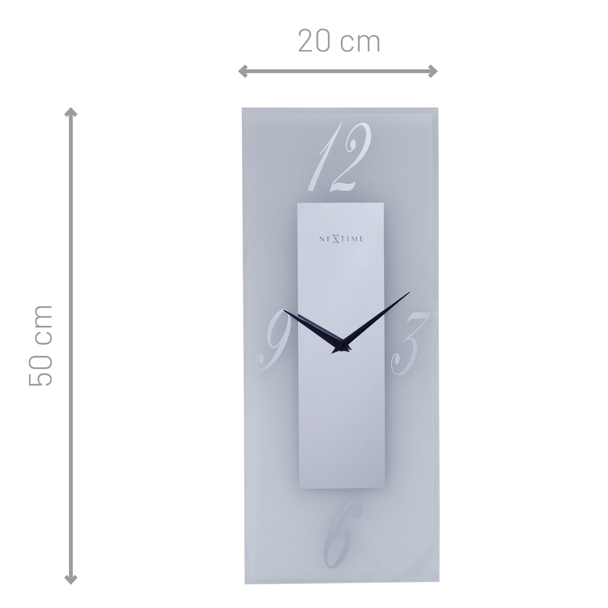 nextime-dali-wanduhr-20x50cm-lautlos-glas-frosted-mirror-silber image 4
