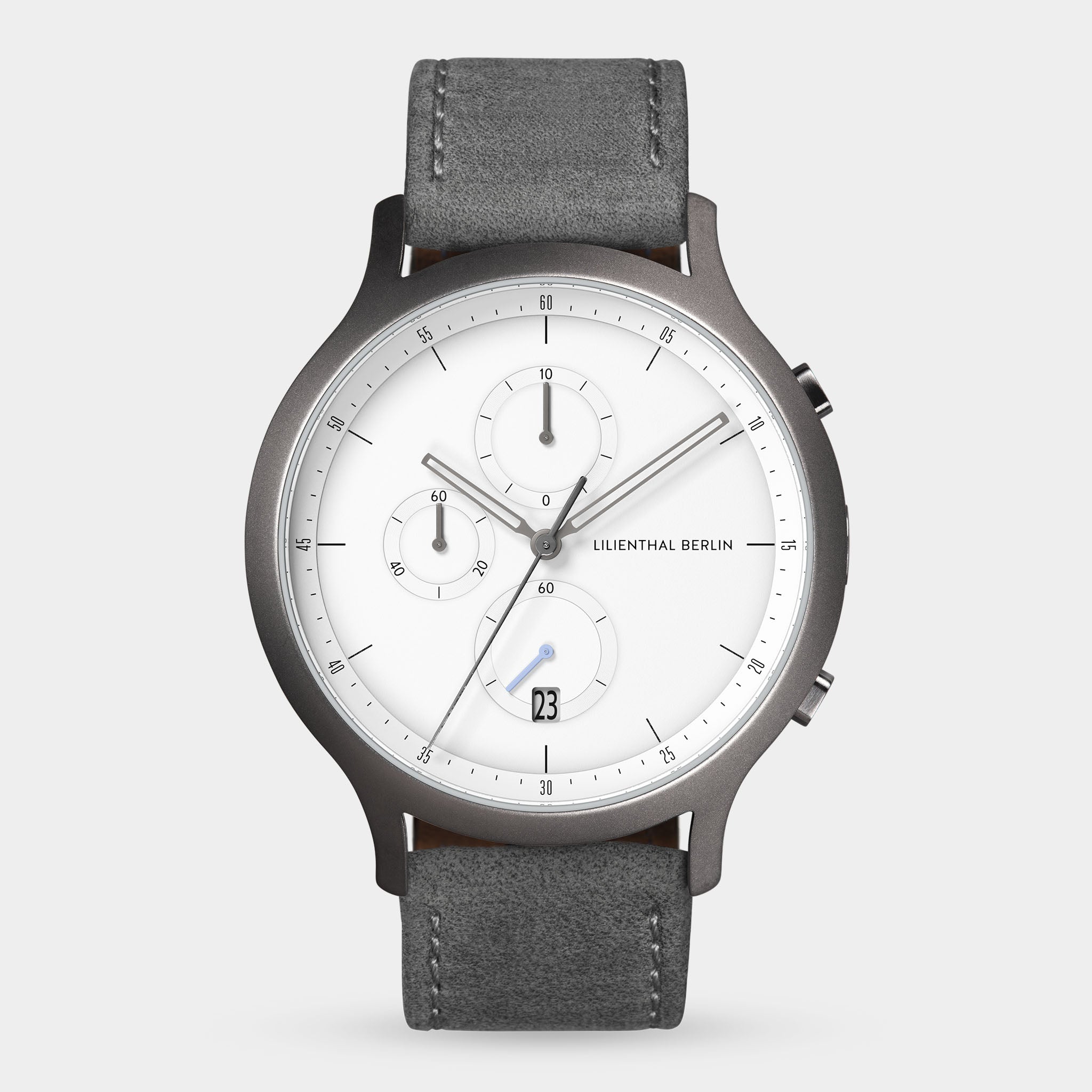 lilienthal-berlin-chronograph-dark-silver-white-mit-lederarmband image 1