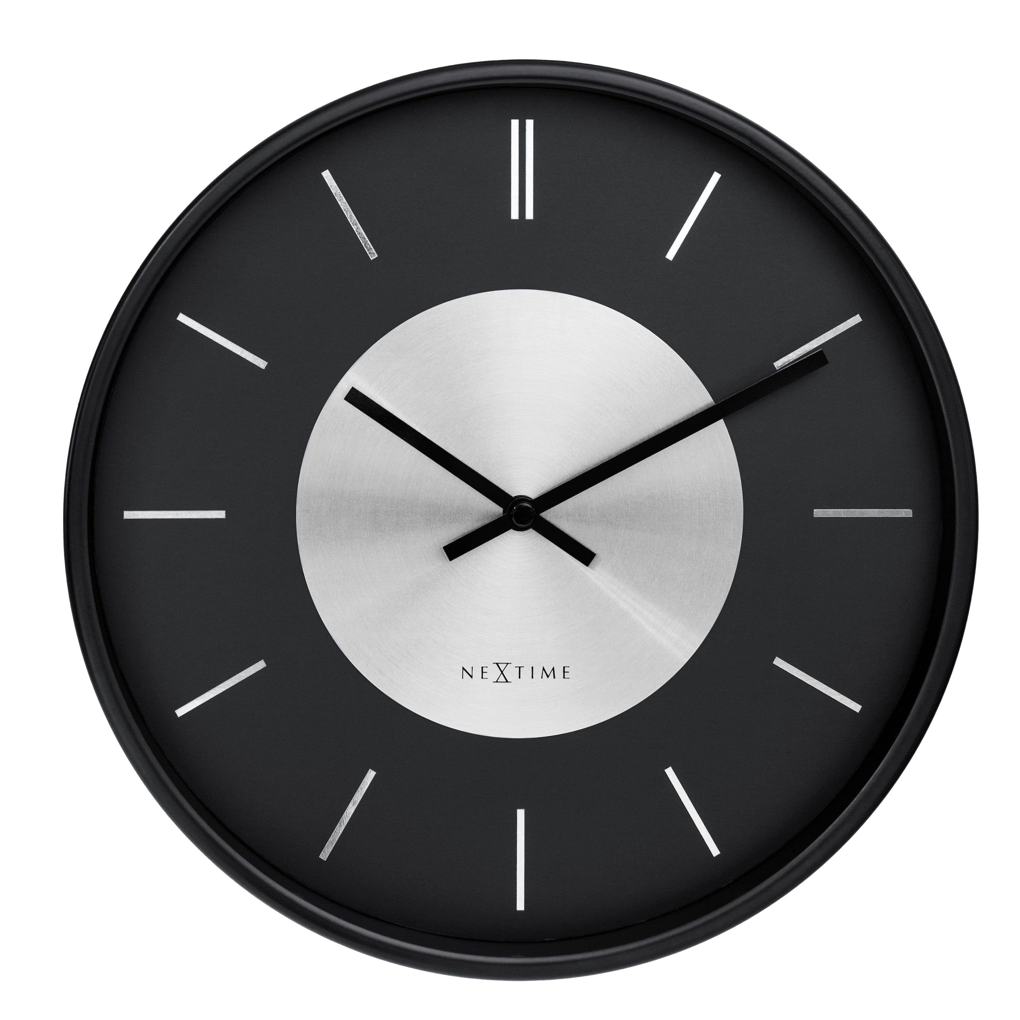 nextime-retro-ii-wanduhr-25-cm-lautlos-metall-schwarz-kupfer image 8