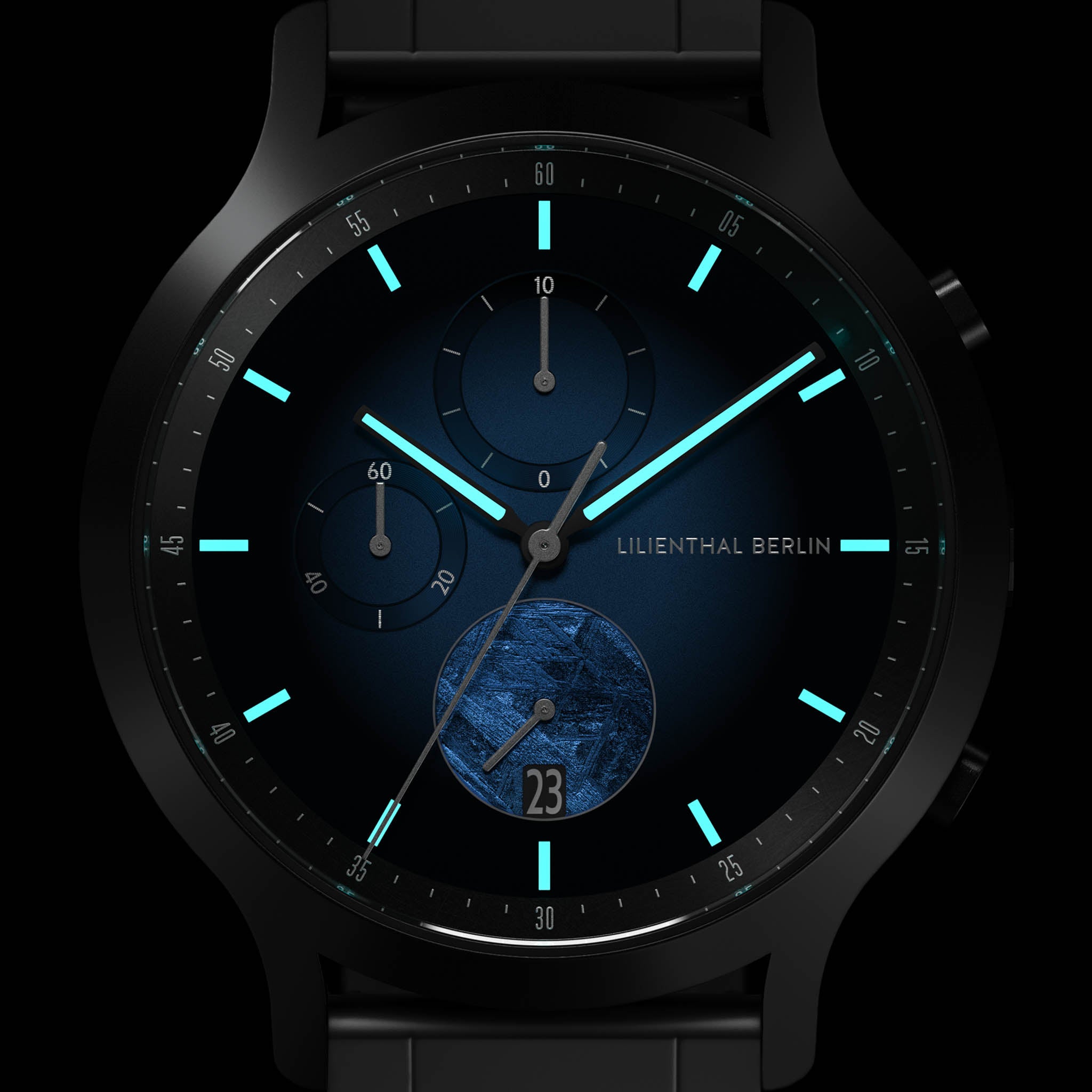 lilienthal-berlin-chronograph-meteorite-armbanduhr-blue-flare image 7