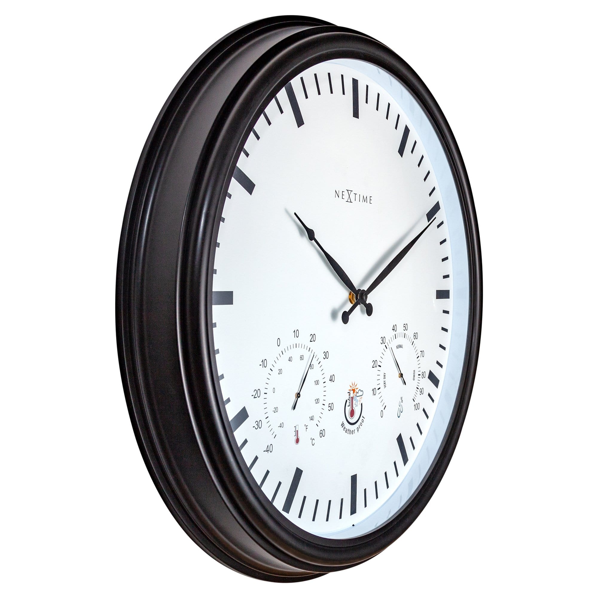 nextime-sunflower-wetterstation-wanduhr-outdoor-wetterfest-50-5-cm-schwarz-wei image 2