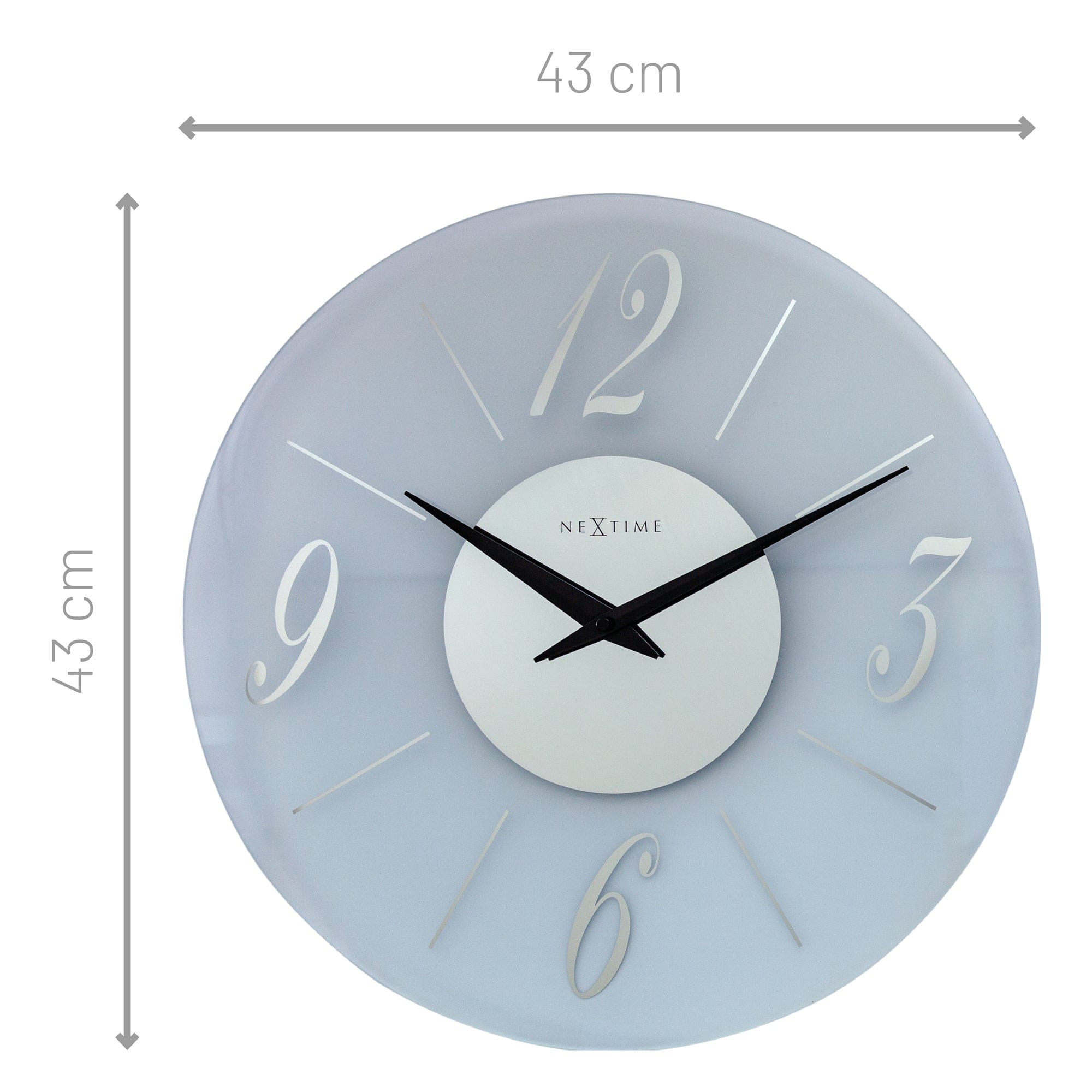 nextime-dali-round-wanduhr-43cm-silent-glas-frosted-mirror image 4