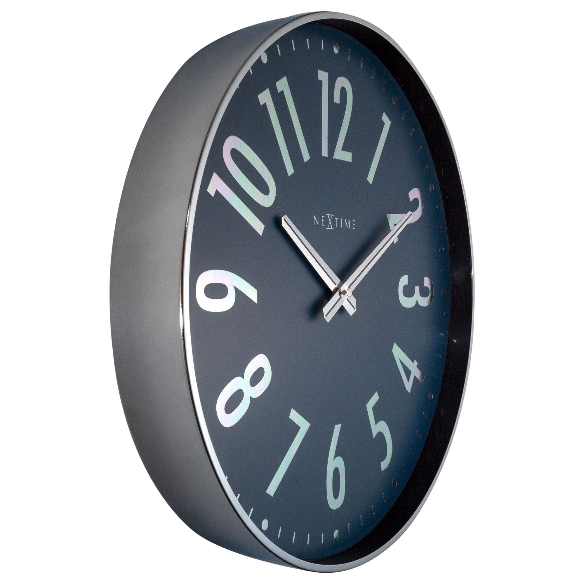 nextime-alchemy-wanduhr-40cm-lautlos-metall-silber-blau image 2