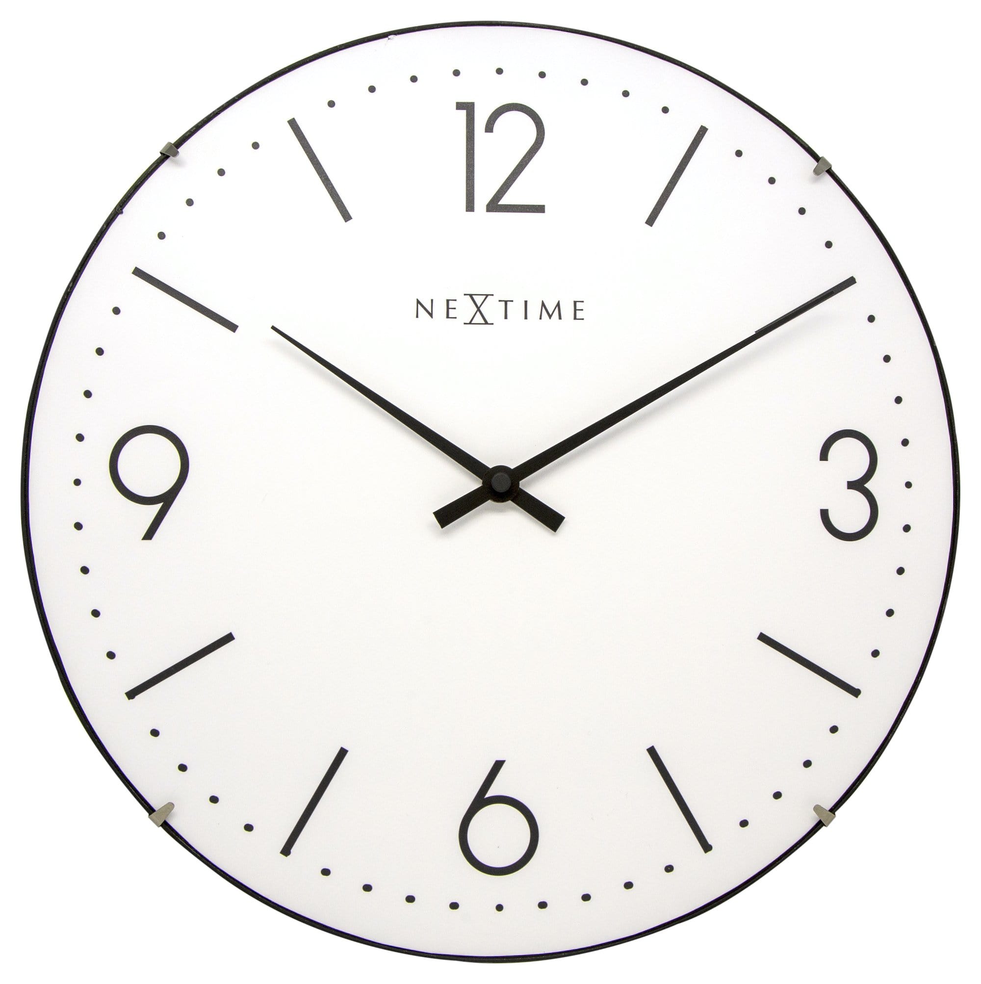 nextime-basic-dome-wanduhr-35-cm-glas-wei-schwarz-lautlos image 1